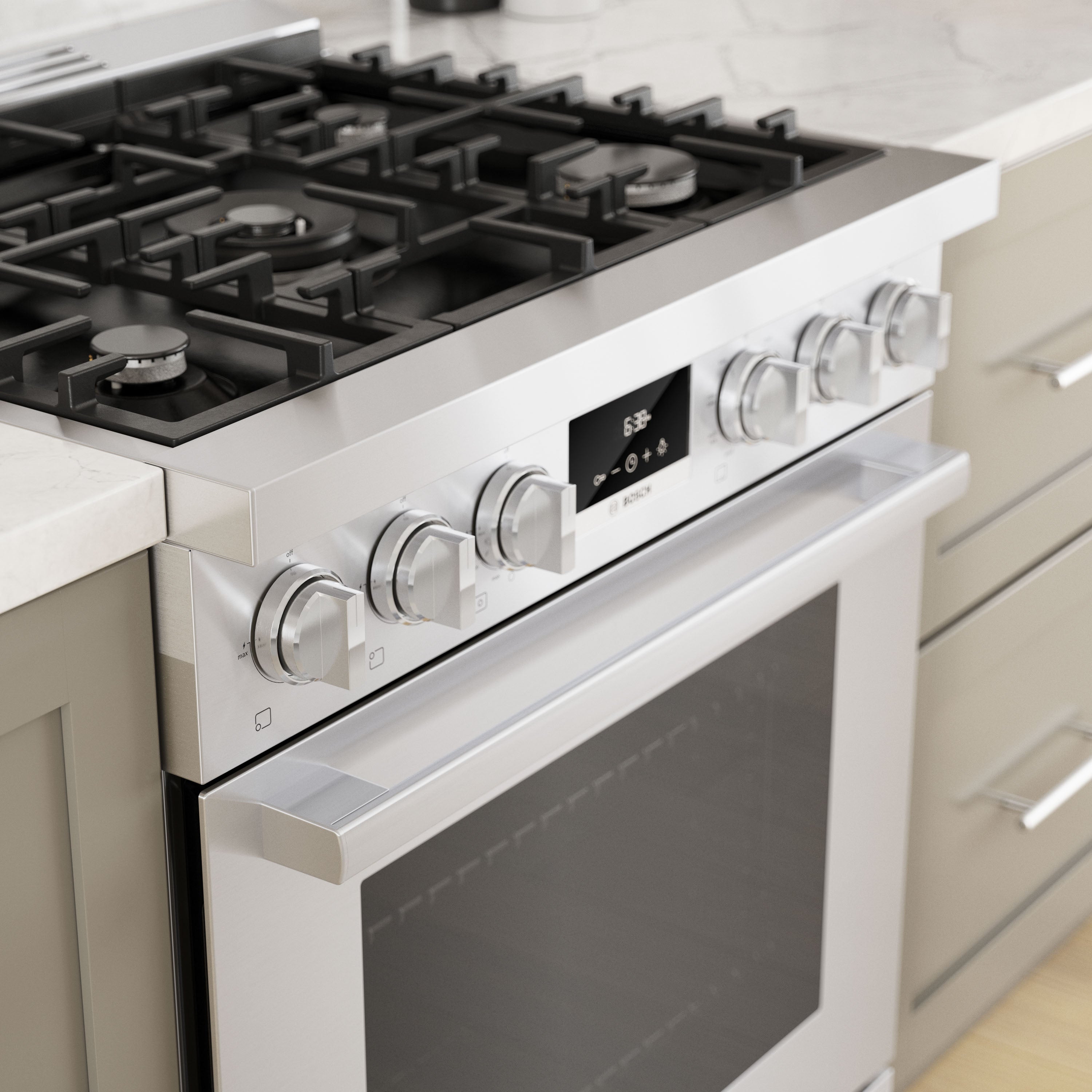 Bosch 30-Inch 5-Burner Industrial Style Gas Range with Convection Oven - Stainless Steel HGS8055UC - Perfect for Home Chefs & Commercial Kitchens