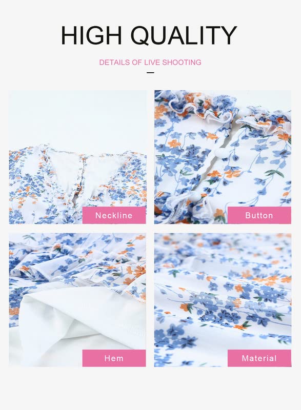 Dokotoo Women's Deep V Neck Long Sleeve Backless Ruffle Floral Flowy Mini Dress for Spring Summer 2025 | Sexy Party Cocktail Dress for Night Out, Date Night, Beach Vacation