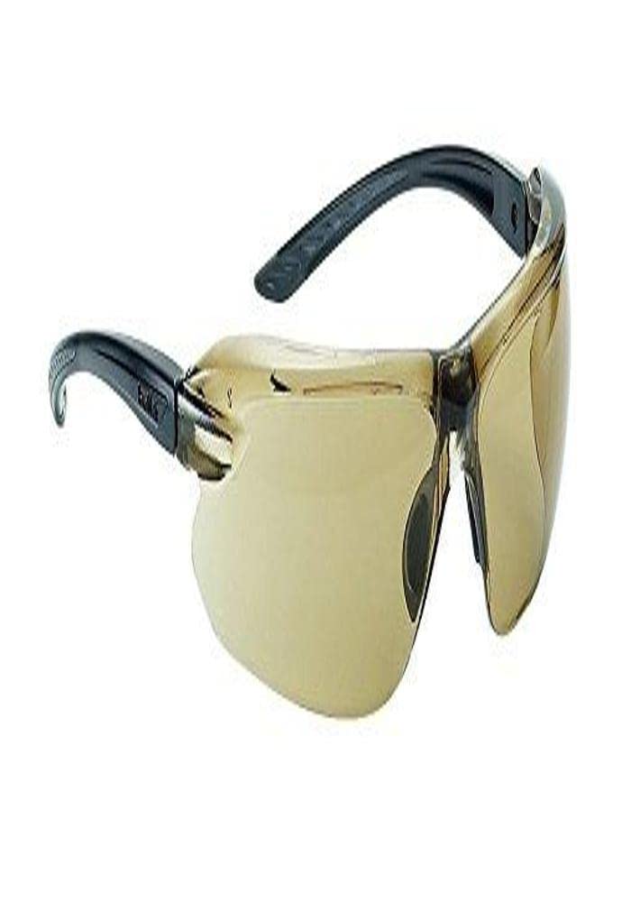 Bolle Safety Iri-S Safety Glasses - Black & Grey Frame with Dark Amber Lenses for Eye Protection | Ideal for Construction, Woodworking & Outdoor Activities
