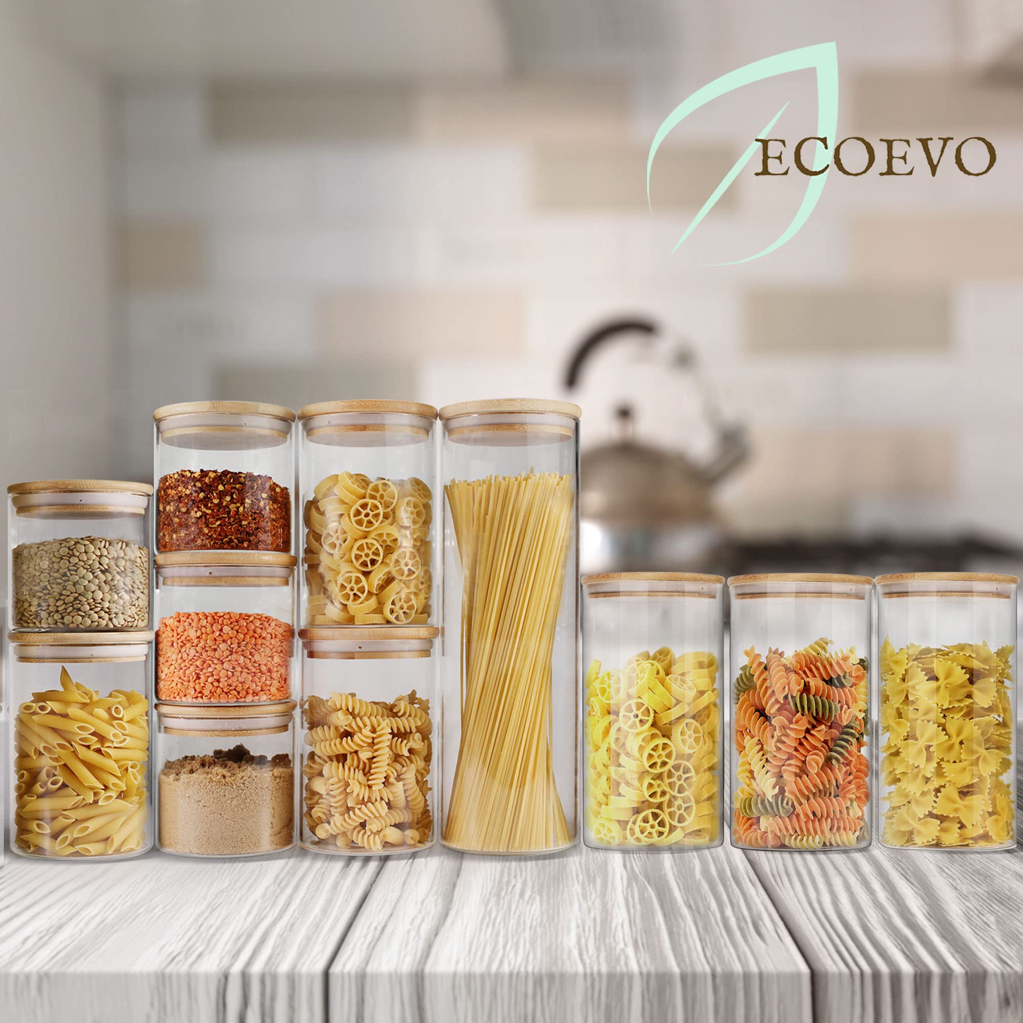 3-Pack 40oz Glass Jars with Bamboo Lids - Airtight Food Storage Containers for Pantry Organization | Perfect for Storing Coffee, Tea, Flour & Bulk Dry Goods