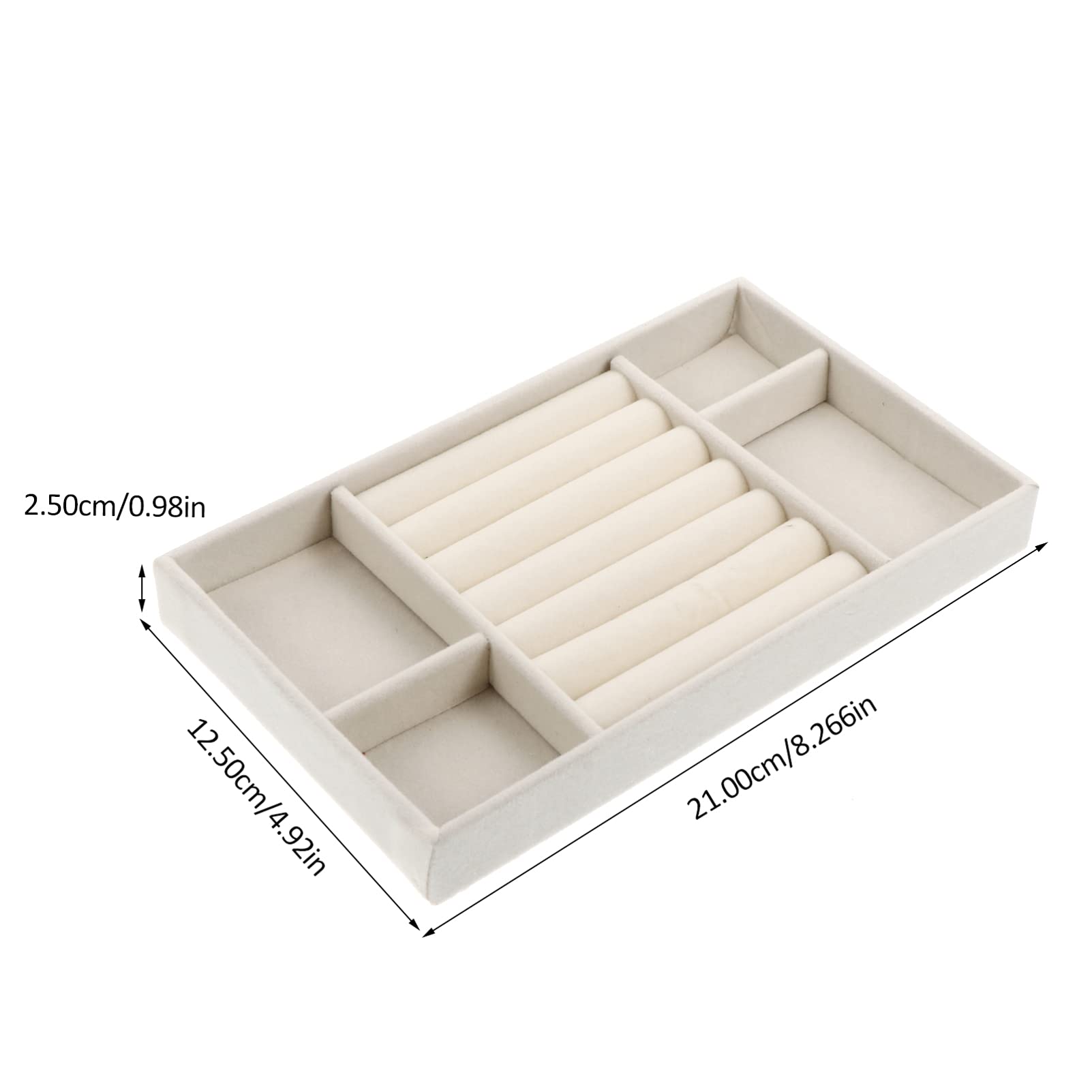 Cabilock 3-Piece Stackable Jewelry Organizer Trays - Drawer Storage for Earrings, Necklaces, Bracelets & Rings - Grey & Beige Display Trays for Home, Travel & Retail Store Organization