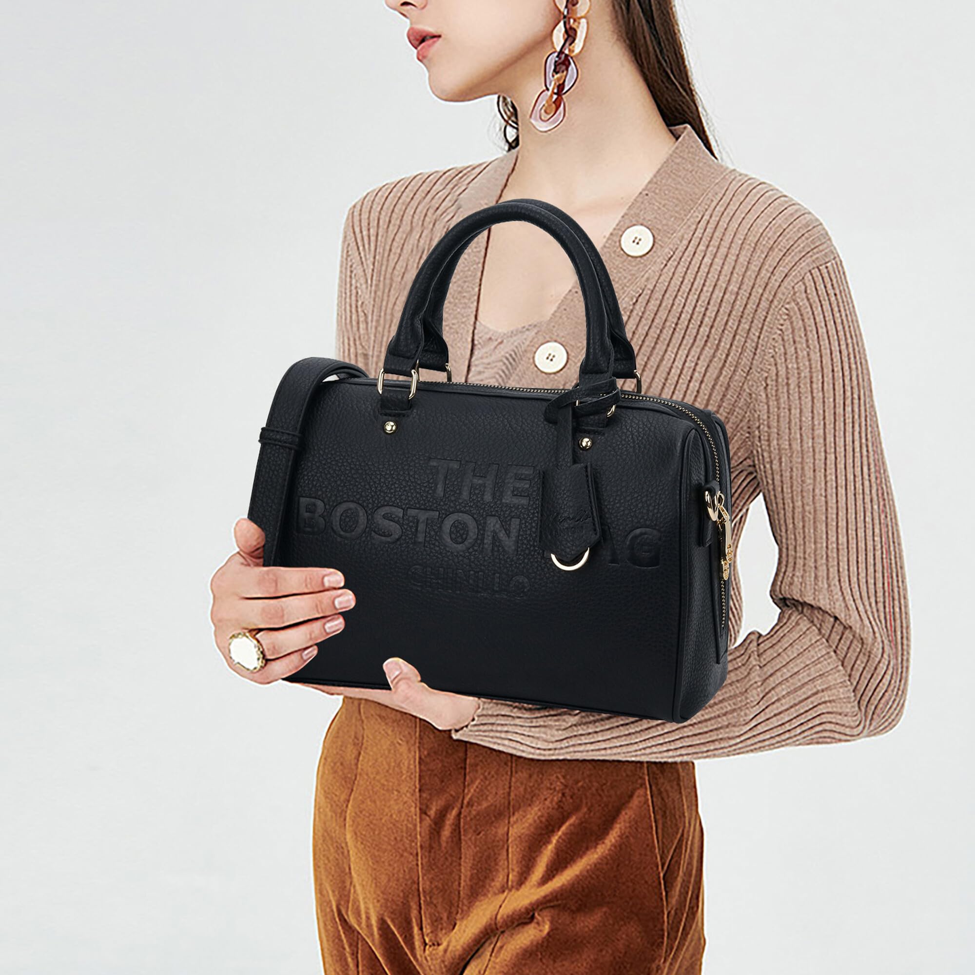 Stylish Boston Bags for Women - Leather Top Handle Satchel Purse with Adjustable Shoulder Strap | Perfect for Work, Travel & Everyday Use