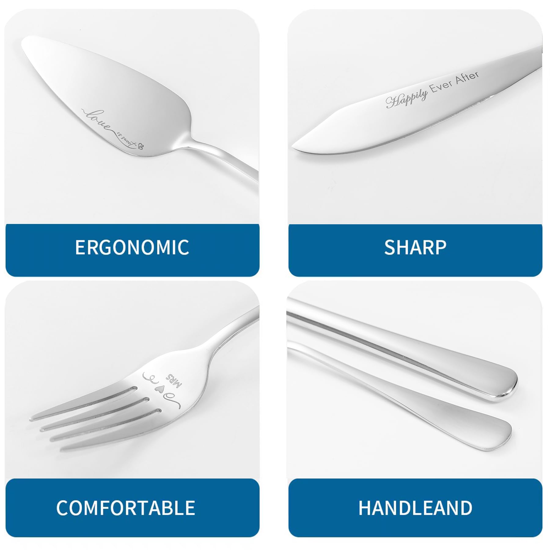 Elegant Silver Wedding Cake Knife and Server Set - Perfect for Wedding Cake Cutting, Engagement Gifts for Couples - Ideal for Wedding Receptions, Bridal Showers & Anniversary Celebrations