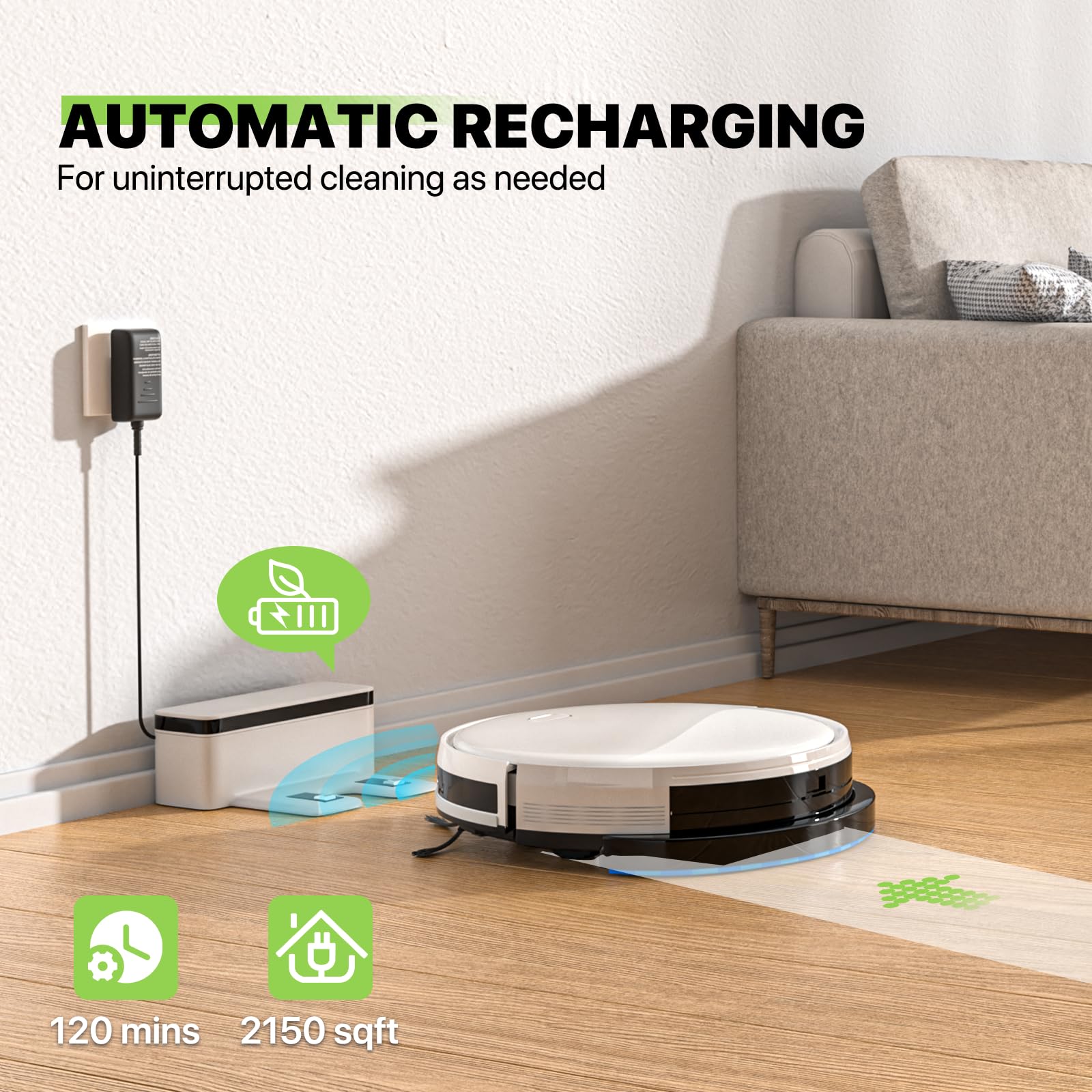 Magshion Robot Vacuum Mop Combo, 2800Pa Wi-Fi, Self-Charging - Perfect for Hard Floors & Carpets