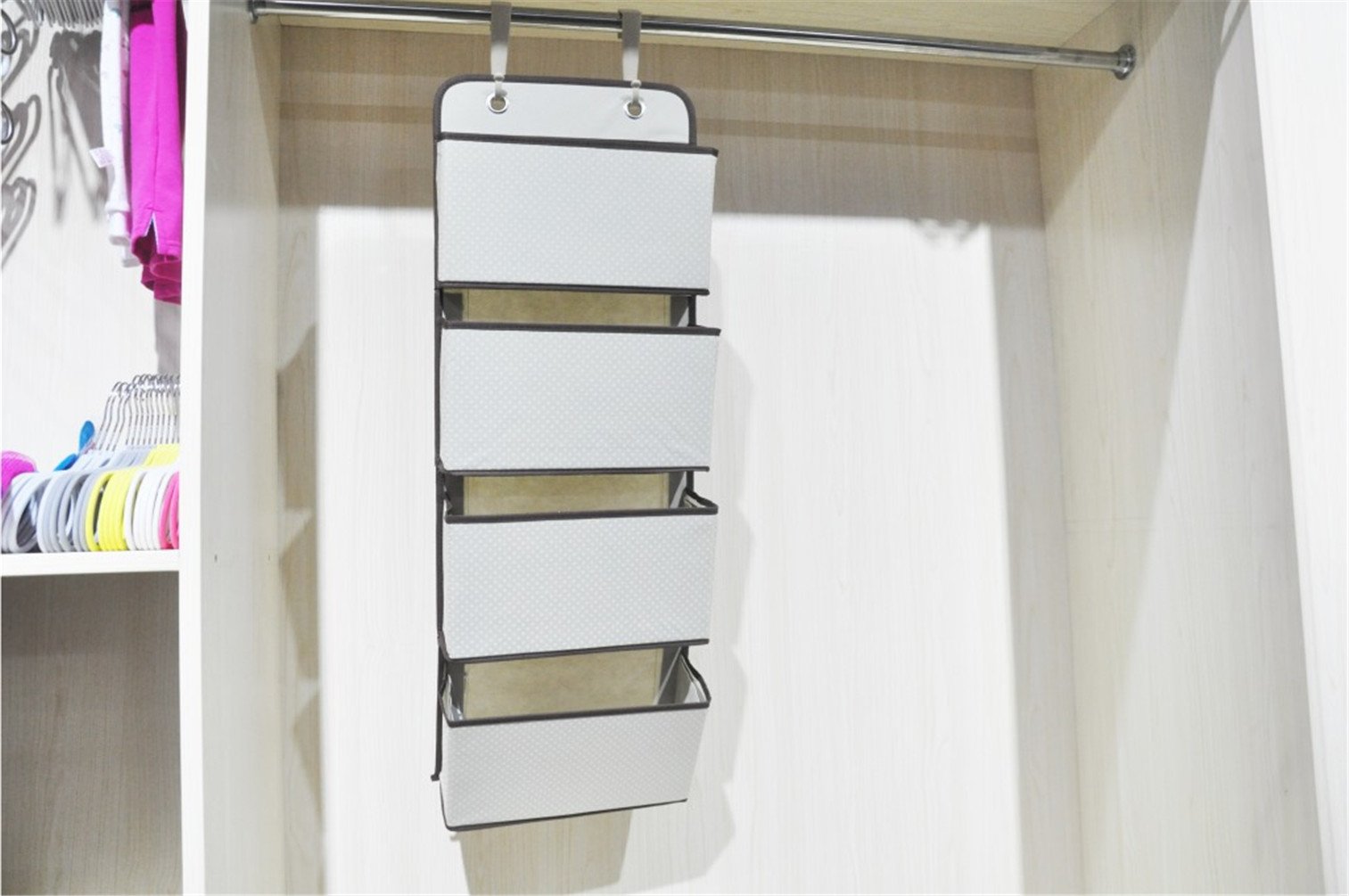 4-Pocket Over The Door Hanging Organizer - Durable Non-Woven Fabric Storage Bag for Toys, Towels, Bottles & More - Perfect for Bedroom, Bathroom & Closet Organization