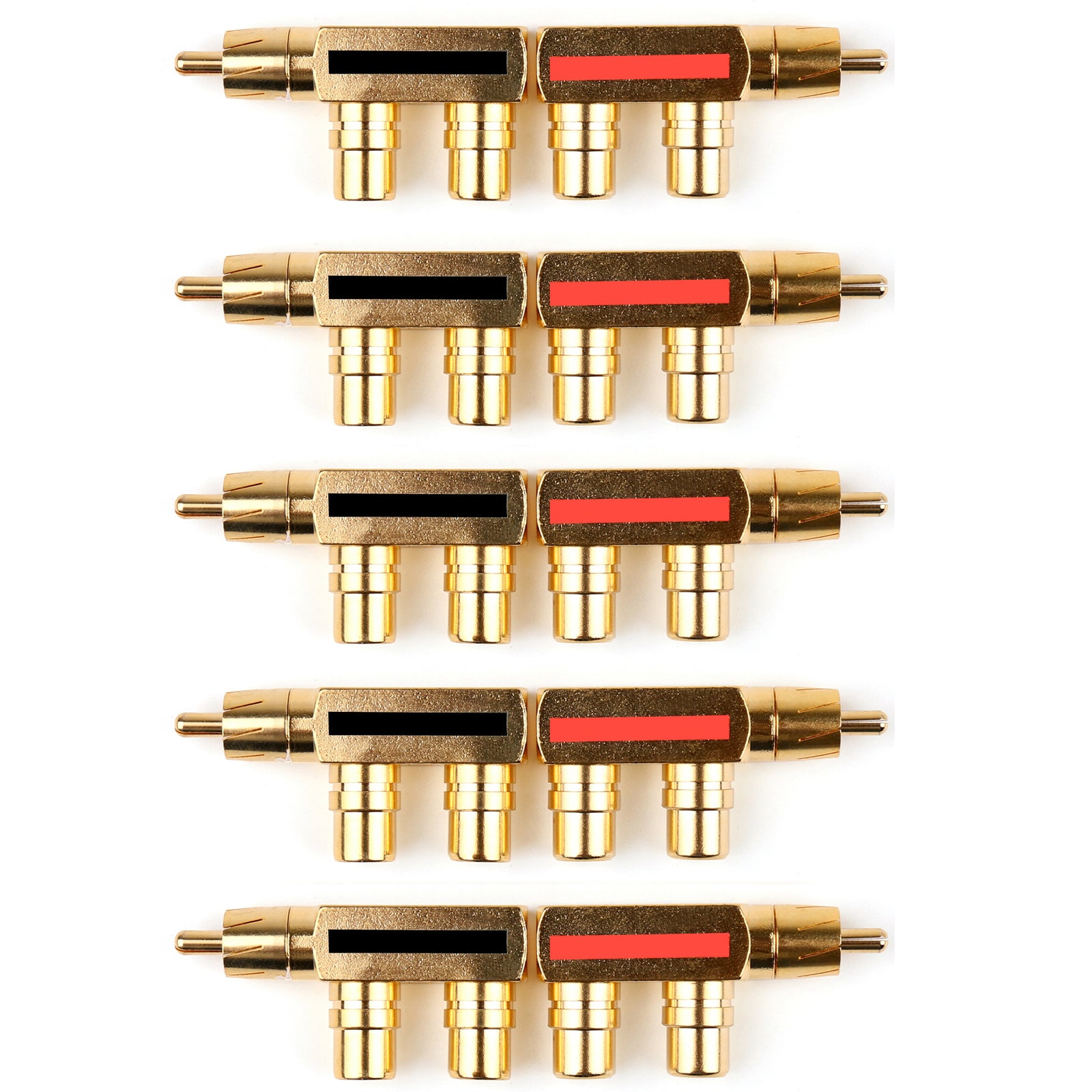 10 Pcs Gold Plated RCA Audio Splitter Adapter - 1 Male to 2 Female Connector for Home Theater, Car Stereo & DJ Equipment - High Quality AV Y-Cable for Enhanced Sound Distribution