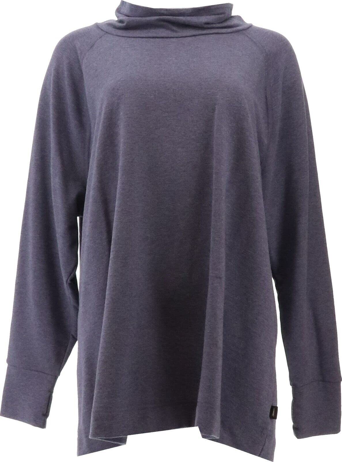 French Terry Funnel-Neck Top for Women | Soft & Comfortable Long Sleeve Shirt | Casual Loungewear & Layering Piece for Fall & Winter