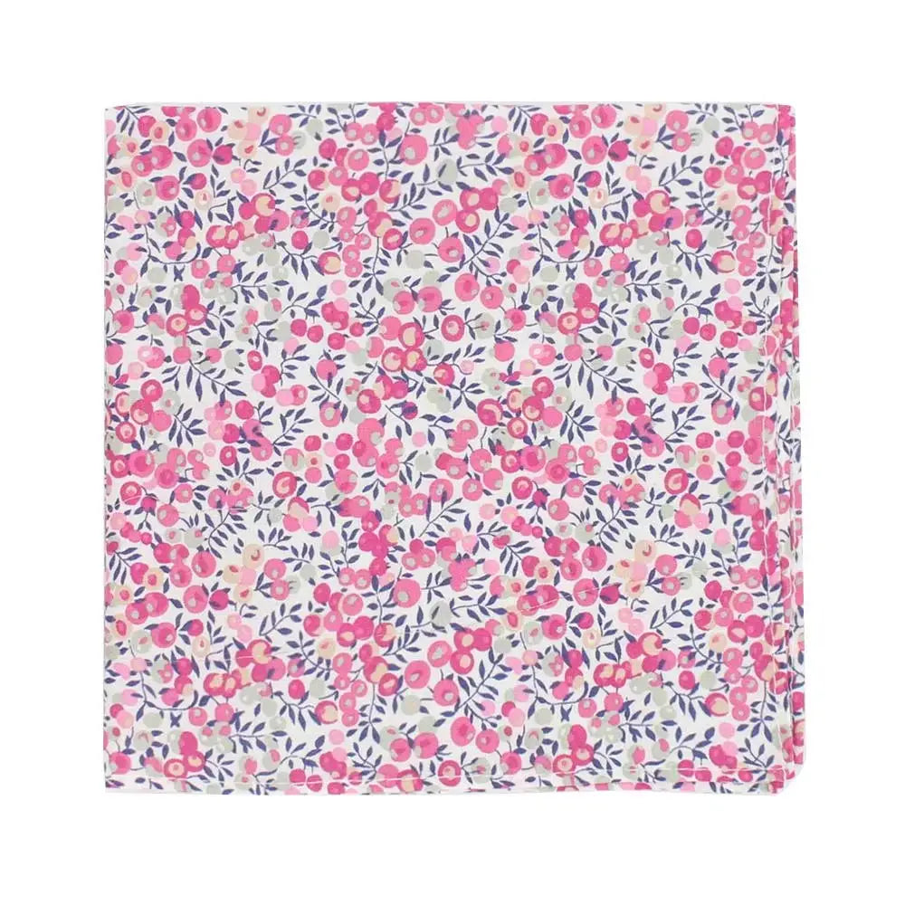 Liberty Fabric Wiltshire Bud Pink Hank - Handmade Floral Handkerchief for Weddings, Special Occasions & Vintage Style Accessories