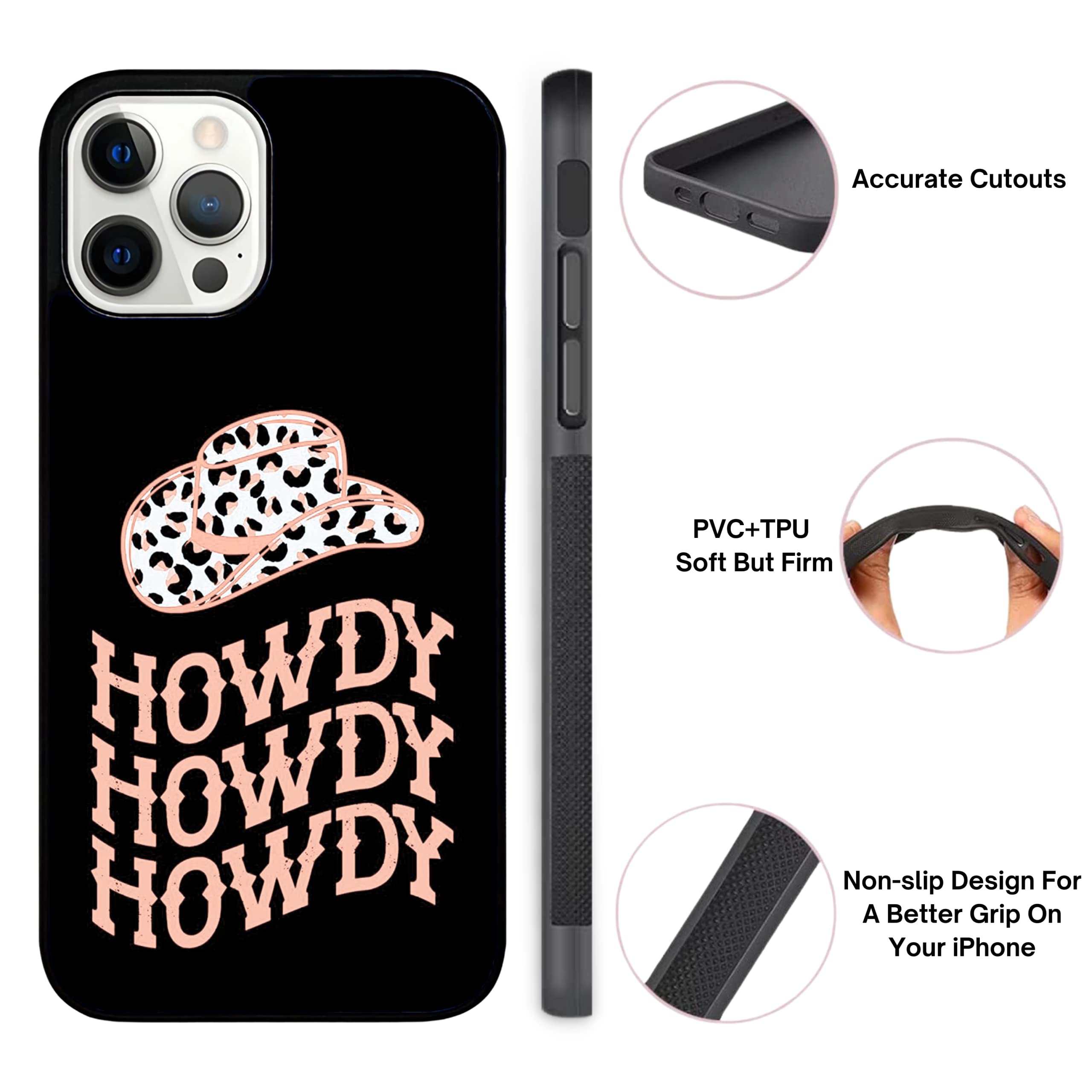 Pink Leopard Print Cowboy Hat Phone Case for iPhone 15 14 13 12 11 X XS XR 8 7 6 6s Plus Mini Pro Max - Western Cowgirl Style Protective Cover - Perfect for Rodeo, Country Music Festivals & Western Fashion Accessories