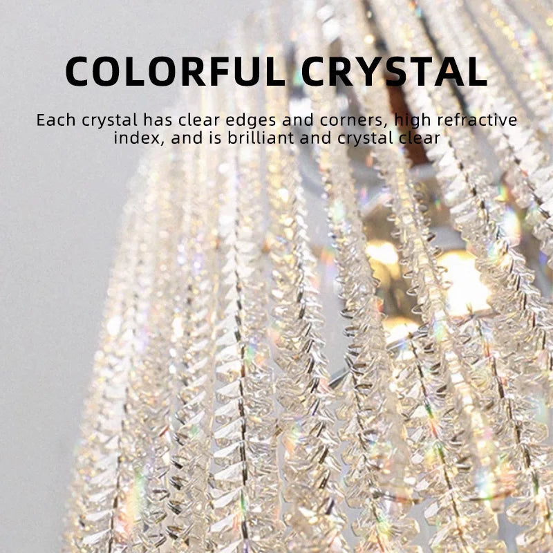 Kyra Real Crystal Staircase Chandelier - Elegant Modern Lighting Fixture for Foyer, Stairwell & Grand Entryway Decor