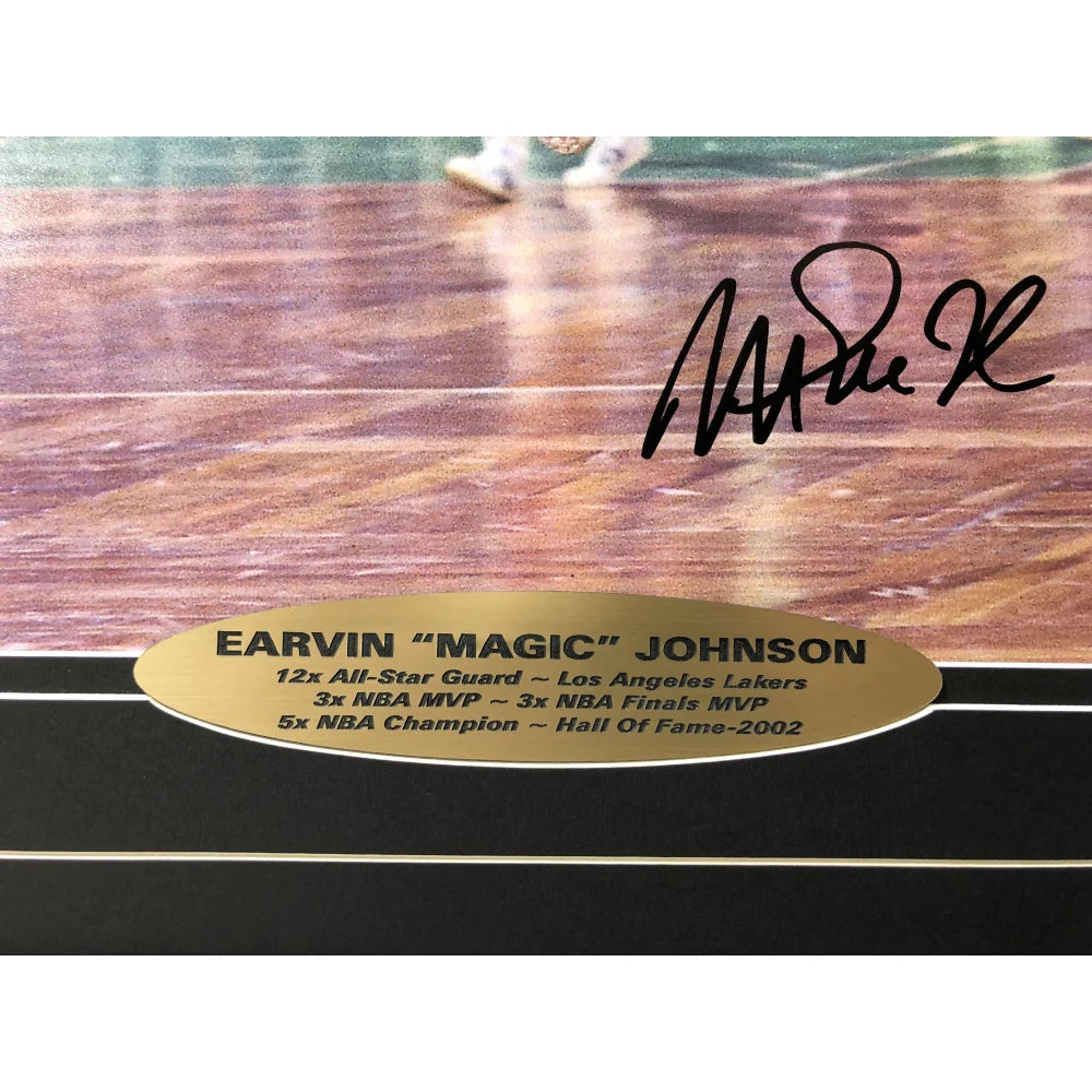 Magic Johnson Signed & Framed Los Angeles Lakers 16x20 Photo with JSA COA - Authentic NBA Basketball Memorabilia - Perfect for Sports Fans, Collectors & Man Cave Decor