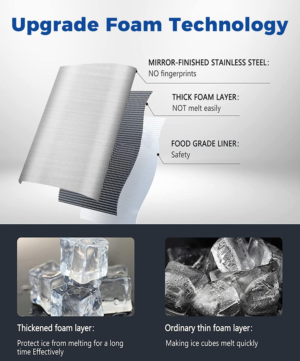 Joy Pebble Nugget Stainless Steel Ice Maker Machine - 10,000pcs/33lbs Daily Output, Portable Countertop Ice Maker with Self-Cleaning Function, Includes Ice Scoop & Basket (Silver) - Perfect for Home Bars, Parties, Offices and Outdoor Camping
