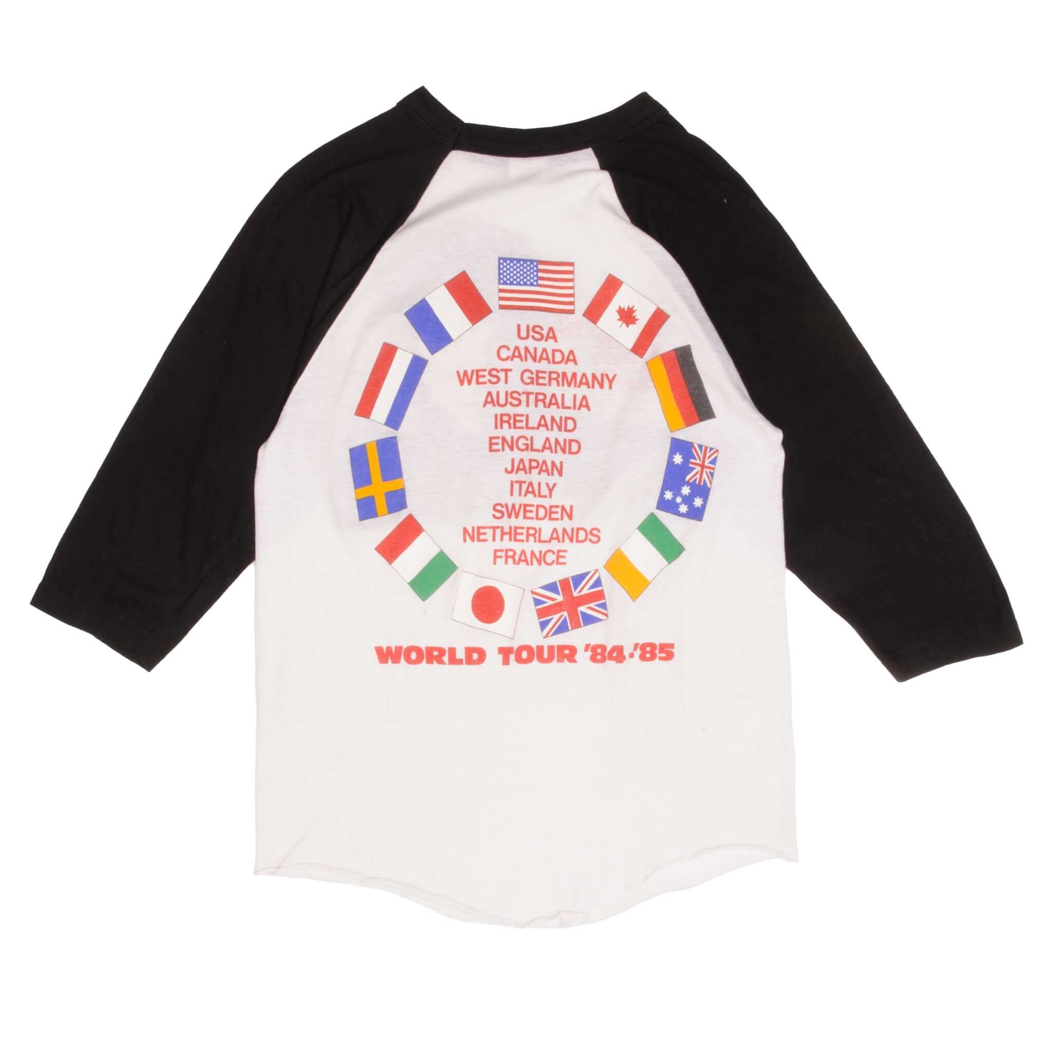 Vintage Bruce Springsteen 1984 World Tour Raglan Tee Shirt - Small, Made in USA - Perfect for Concerts, Casual Wear & Retro Fashion