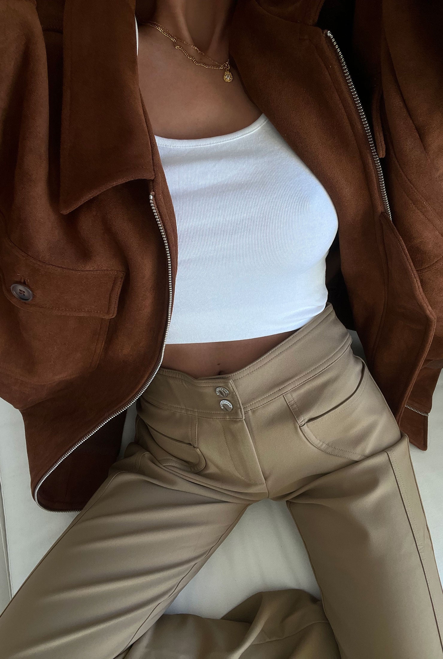 THE GWEN PANT TAUPE - Women's High Waisted Trousers for Office & Casual Wear | Comfortable Stretch Fabric for Business & Everyday Outfits