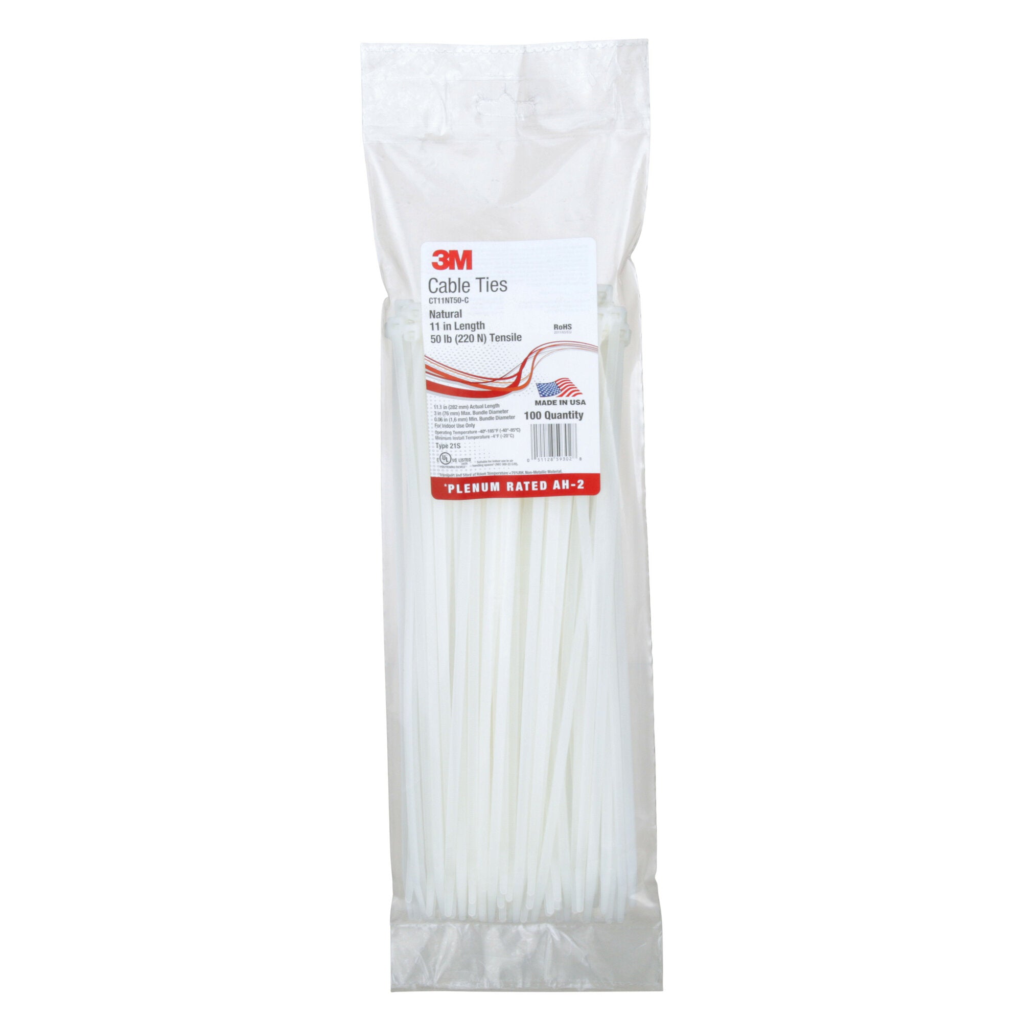 3M CT11NT50 Cable Ties - 50 Pack, Heavy Duty Nylon Zip Ties for Organizing Wires, Cables, and Home/Office Use - Black, 11.8 Inch Length
