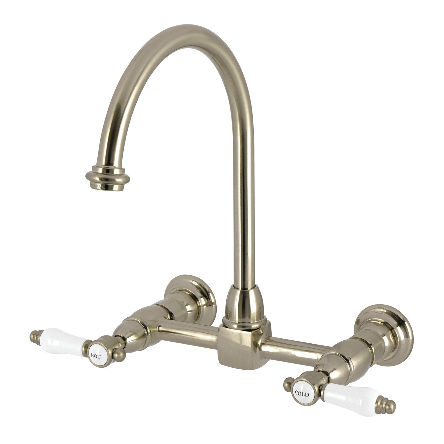 Bel Air KS1298BPL Brushed Nickel Two-Handle Deck Mount Kitchen Faucet - Perfect for Modern Farmhouse & RV Sink Installations