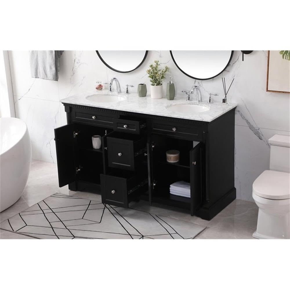Modern Under Sink Bathroom Storage Organizer Cabinet - 28 Inch Elegant Black LED Double Ring Chandelier for Bathroom & Kitchen Decor - Perfect for Small Space Organization & Stylish Lighting