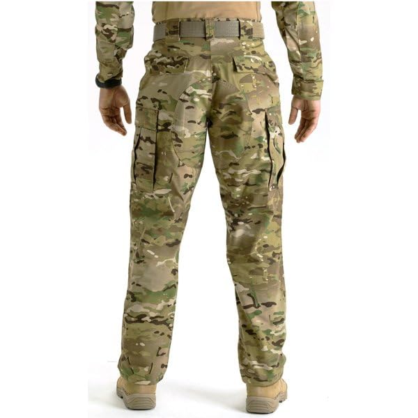 5.11 Tactical Men's Multicam TDU Pants with Adjustable Waistband & Teflon Finish - Durable Military Style 74350 Combat Pants for Outdoor, Hunting, and Tactical Operations