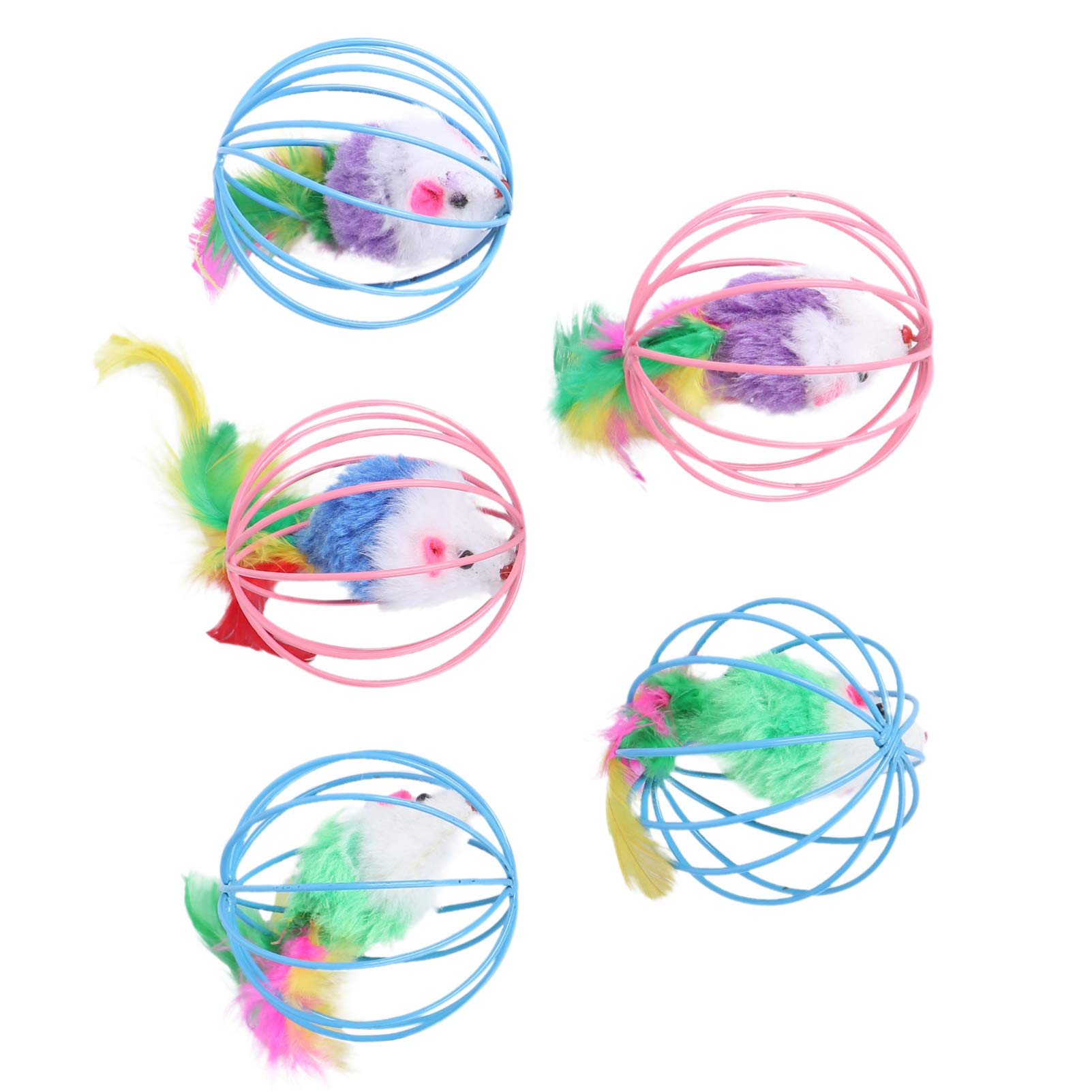 Balacoo 5-Piece Cat Toy Set - Interactive Cat Balls, Cage Mouse Toys & Teaser Balls for Indoor Cats - Fun Pet Supplies for Playtime, Exercise & Mental Stimulation (Includes 6cm Iron Plush Mouse & Scrump Plush Toy)
