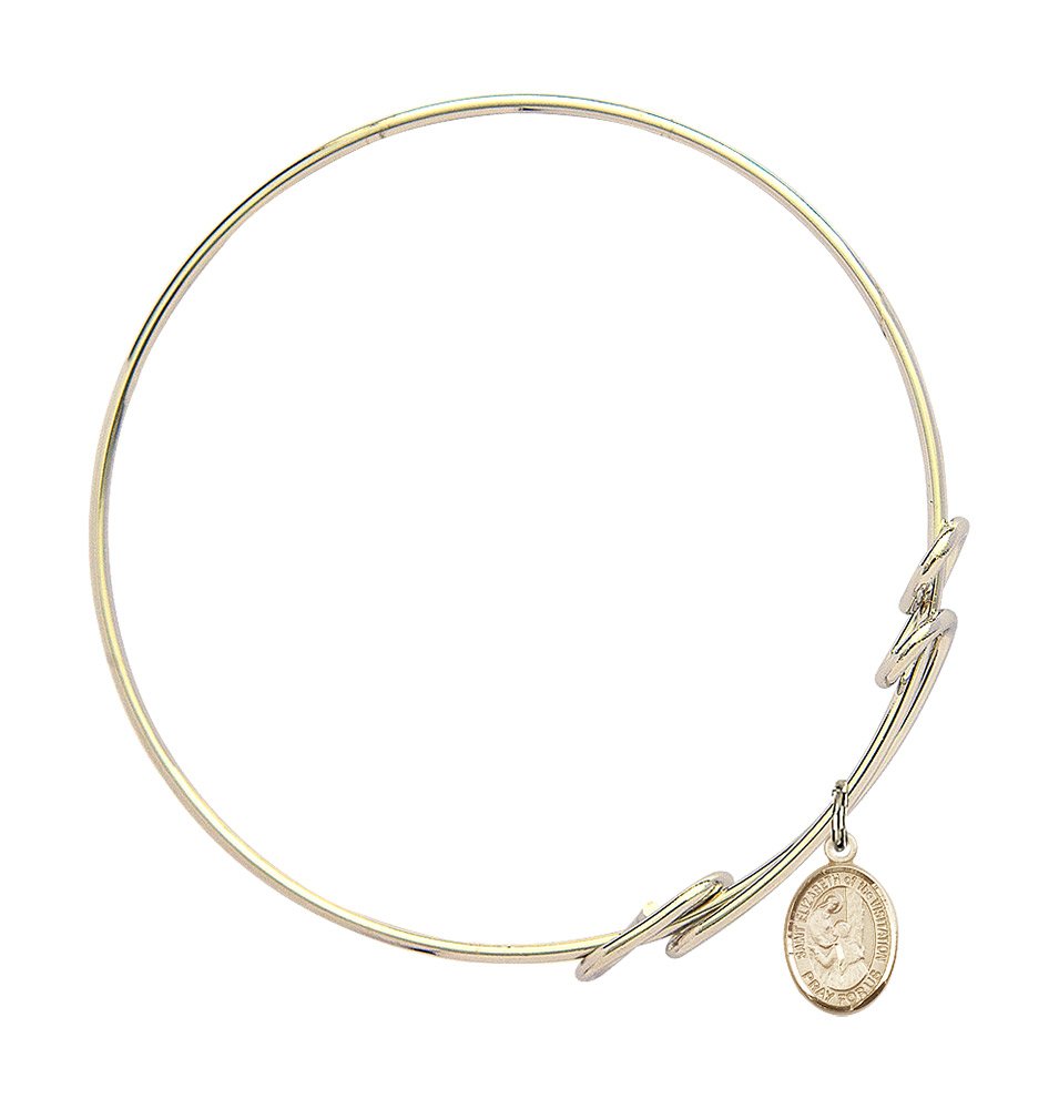Gold-Filled St. Elizabeth of The Visitation Double Loop Bangle Bracelet - Elegant Religious Jewelry for Women, Perfect for Church, Weddings & Daily Wear
