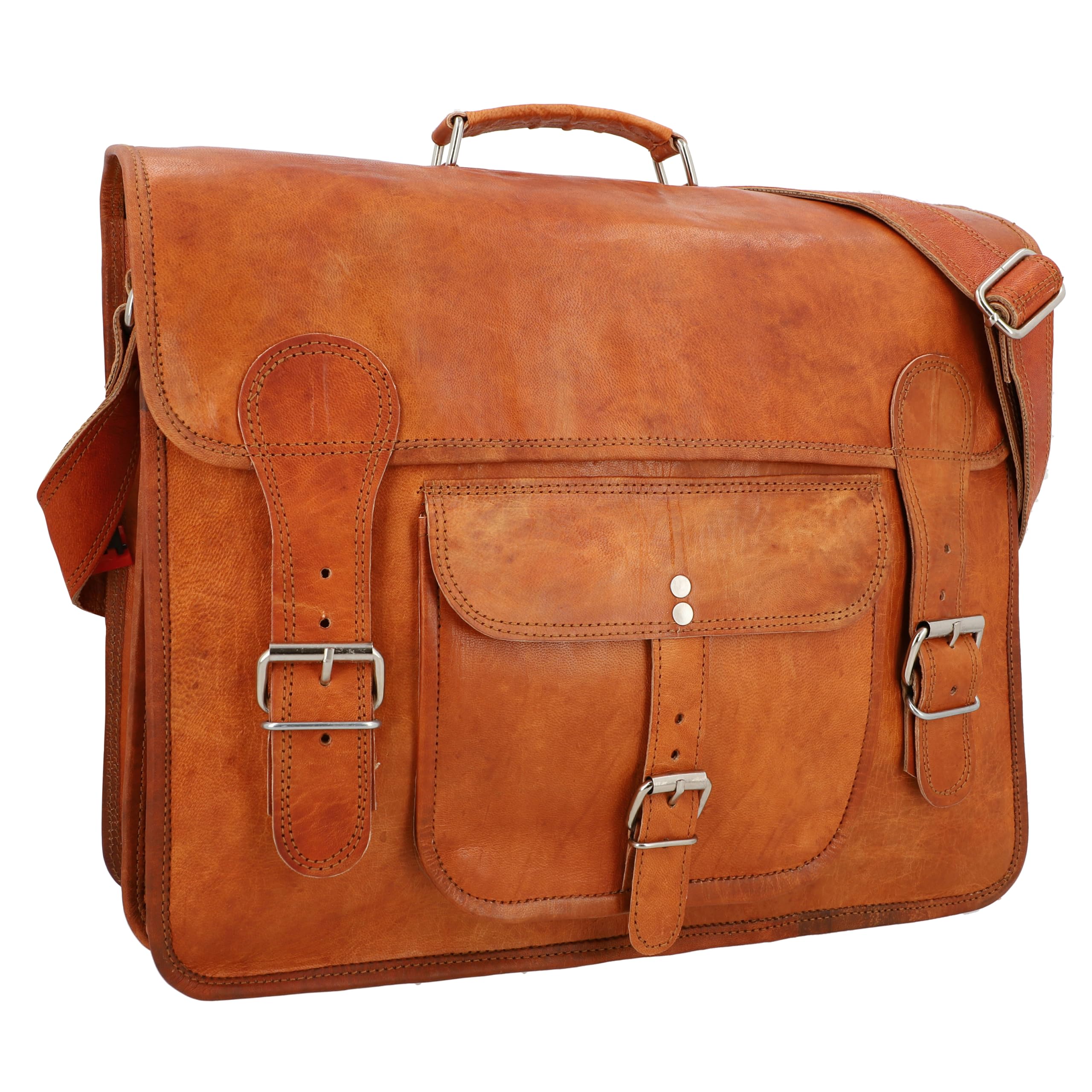 Gusti Leon Vintage Brown Leather Shoulder Bag - Business Messenger Briefcase for Men & Women | Perfect for Office, Travel & Everyday Use
