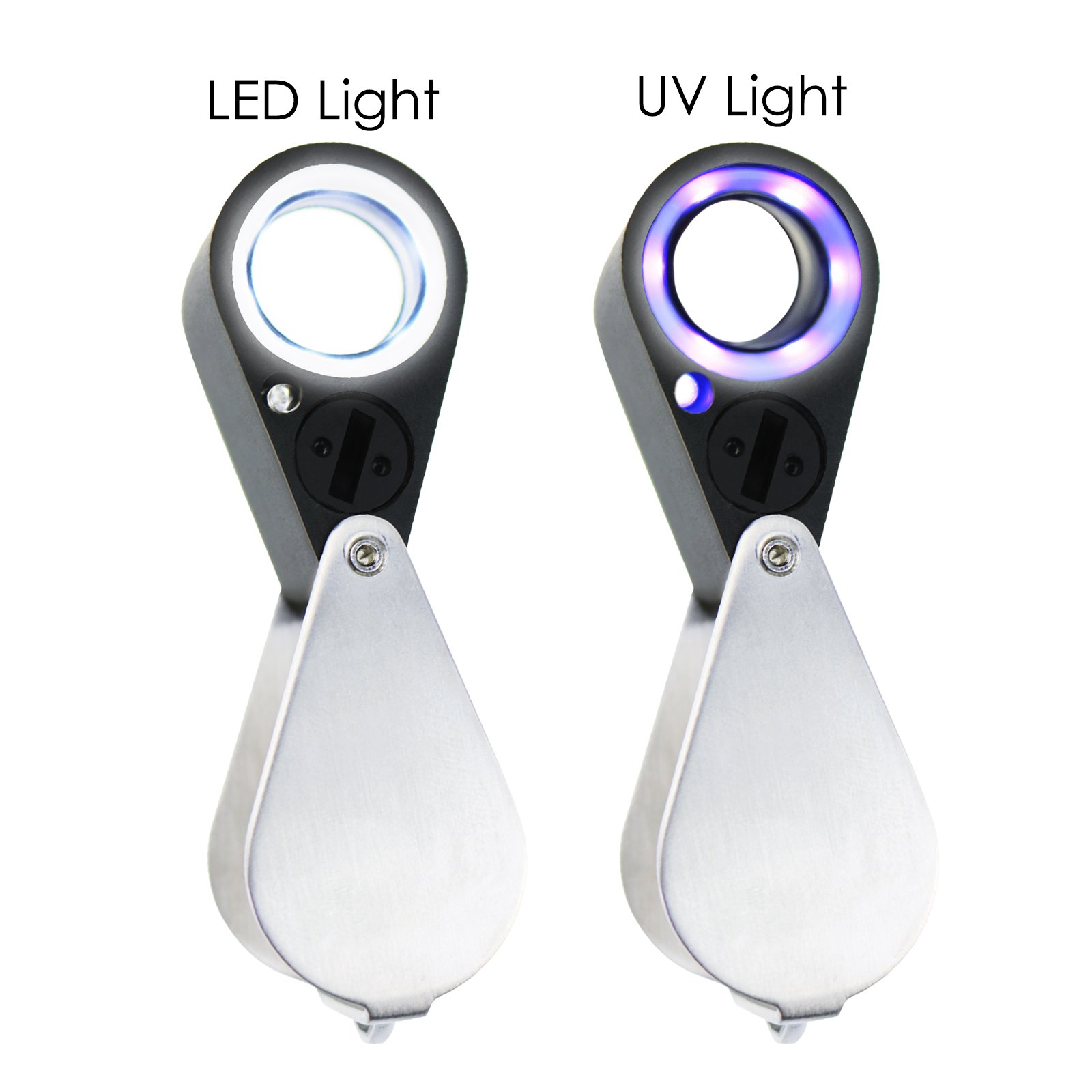 30x Magnifying Glass with LED Light - Foldable Jewelers Loupe for Jewelry, Coins, Stamps, Watches & Antiques - UV & LED Illuminated Pocket Magnifier (21mm Lens) - Perfect for Hobbyists, Gemologists & Collectors - Use for Inspection, Repair & Detailed Close-Up Work