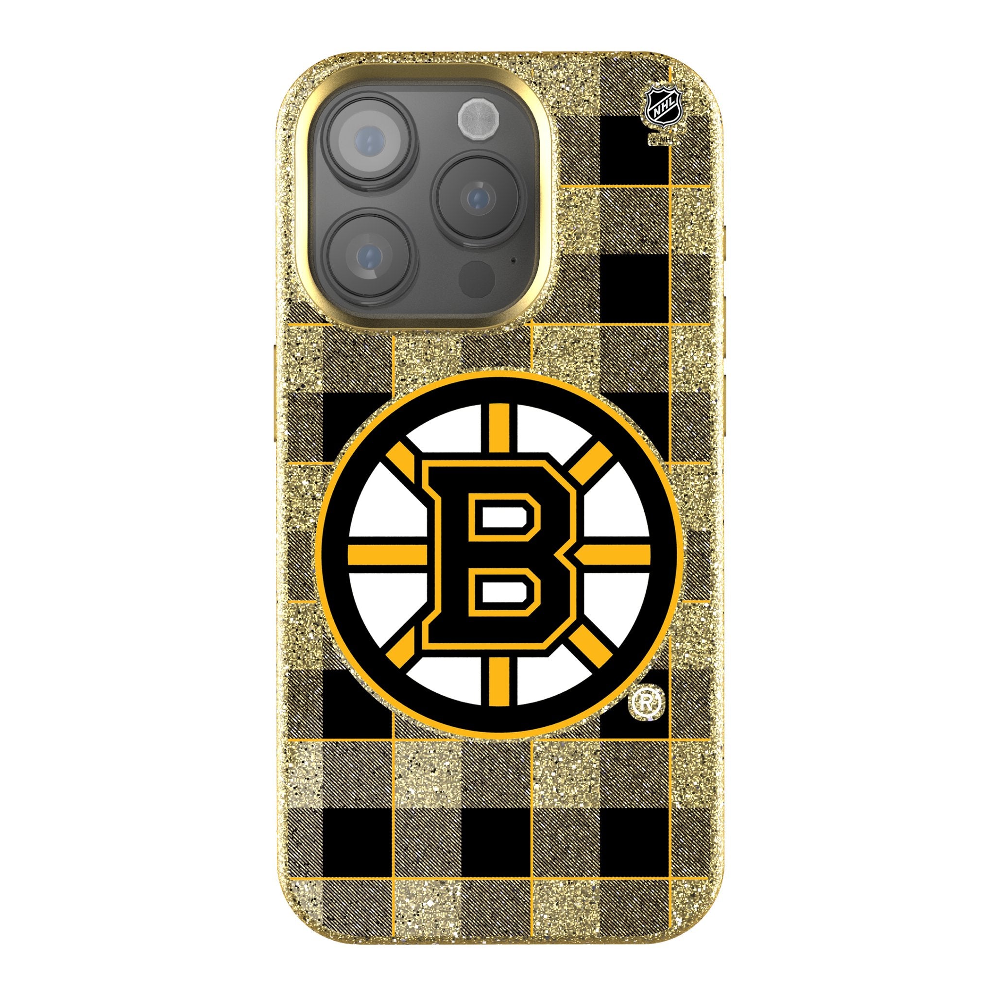 Boston Bruins Plaid Bling Phone Case - Stylish Protective Cover for iPhone & Android | Perfect for Hockey Fans & Game Day