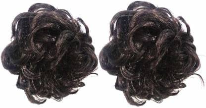 2PCS Messy Bun Hair Extensions with Elastic Band - Synthetic Hair Scrunchies for Women & Girls (Brown) - Perfect for Quick Hairstyles, Parties, and Everyday Wear