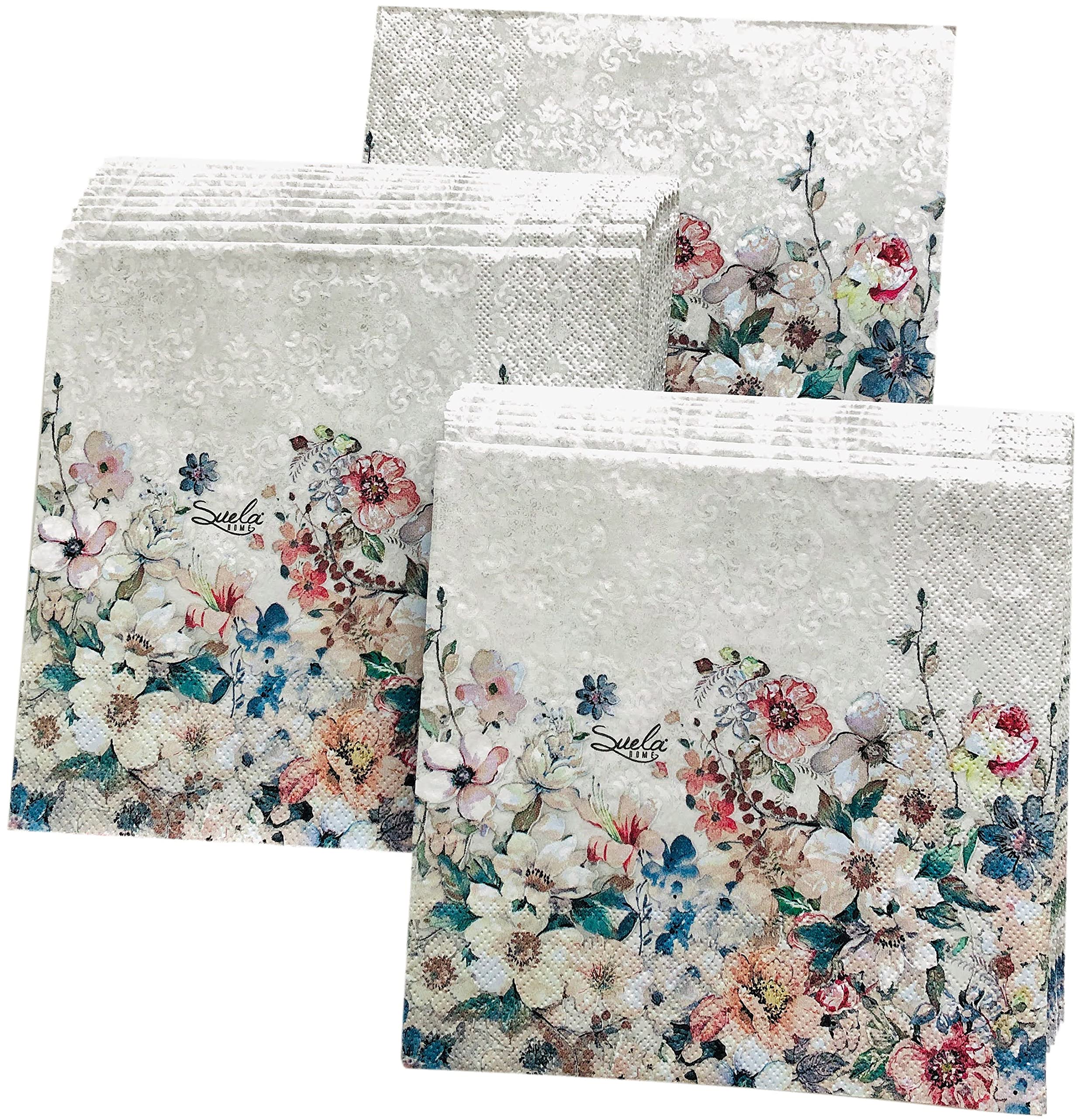 20-Count 13x13 Inch Valentine's Day & Mother's Day Napkins - Decorative Wild Rose Floral Paper Napkins for Decoupage, Lunch, Dinner, Tea Parties | Perfect for Romantic Dinners, Bridal Showers, and Spring Celebrations
