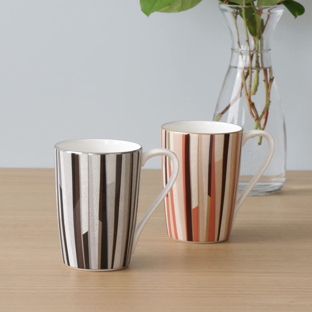 Narumi 52148-2731 Modern Green Tea Mug with Orange Simple Pattern - 12.8 oz (380ml) Large Ceramic Cup - Perfect for Home, Office & Gift Giving - Includes Elegant Gift Box