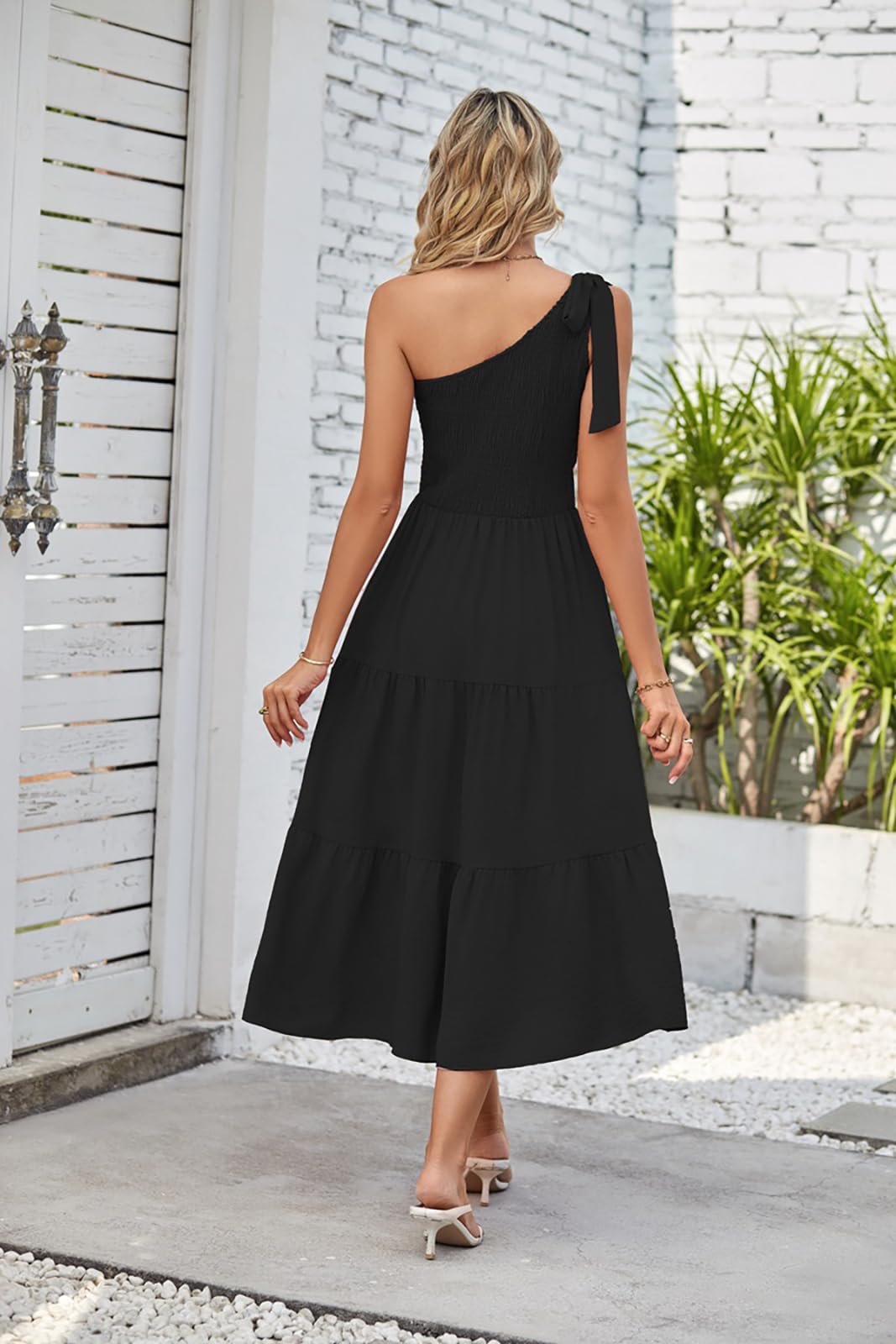 GOLDSTITCH Women's One Shoulder Long Maxi Dress - Sleeveless Summer Beach Party & Wedding Guest Dress with High Slit | Perfect for Vacations, Date Nights & Special Occasions