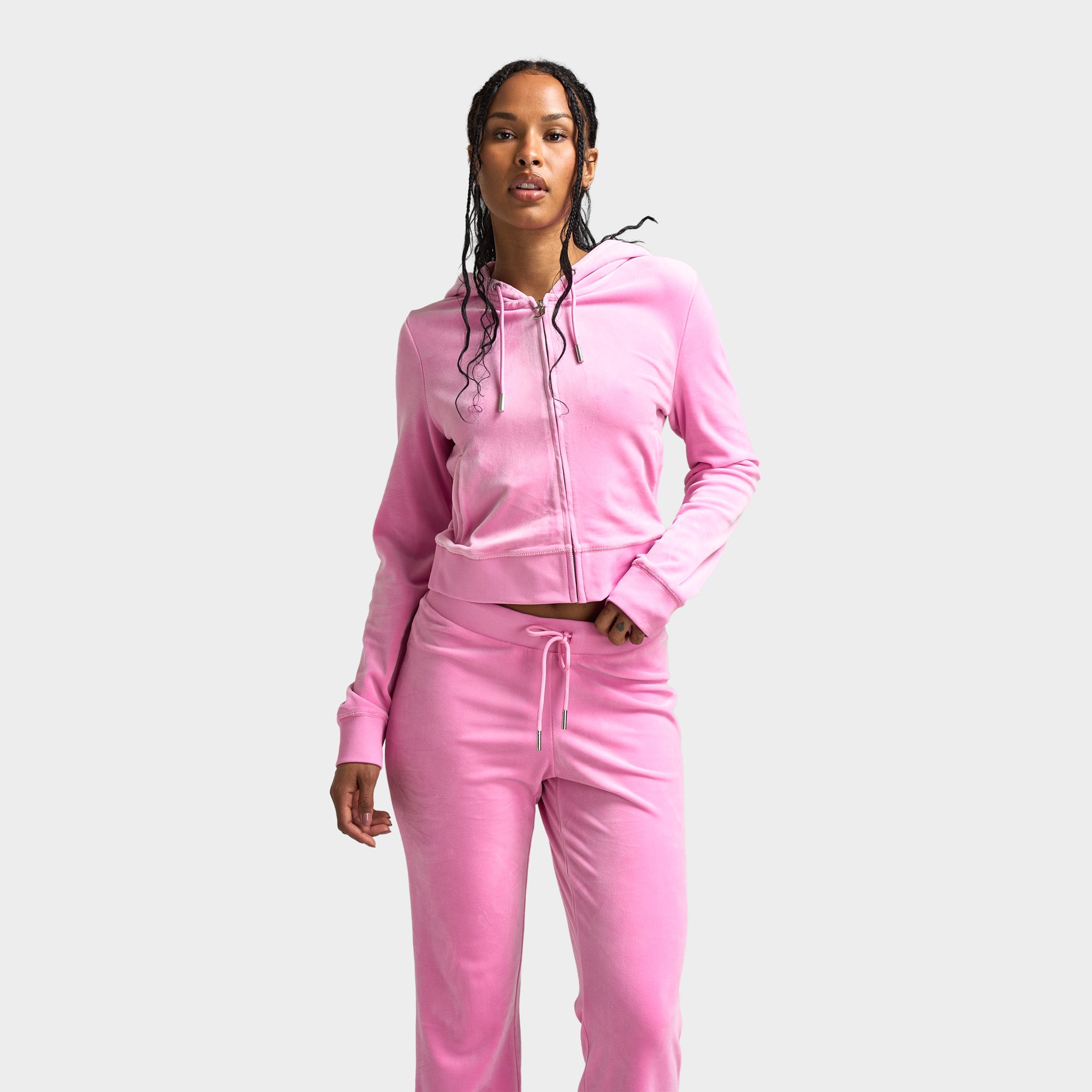 Juicy Couture Women's OG Bling Hoodie - Stylish Zip Up Fleece Jacket with Rhinestone Details for Casual Wear & Street Fashion