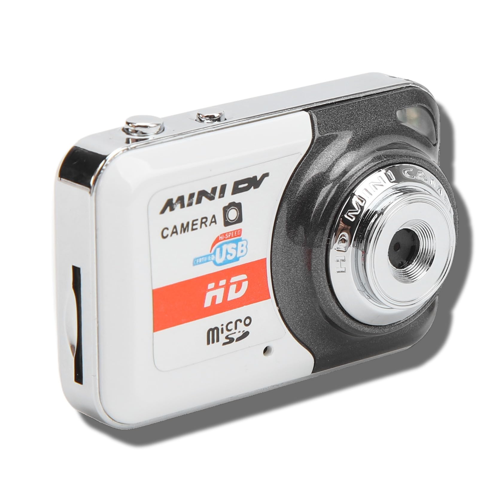Mini DV Camera HD 1080P Video Recorder with Motion Detection, 32GB Memory, USB Keychain Camcorder for Webcam, Vlogging, Home Security - Perfect Gift for Kids & Students (Silver Gray)