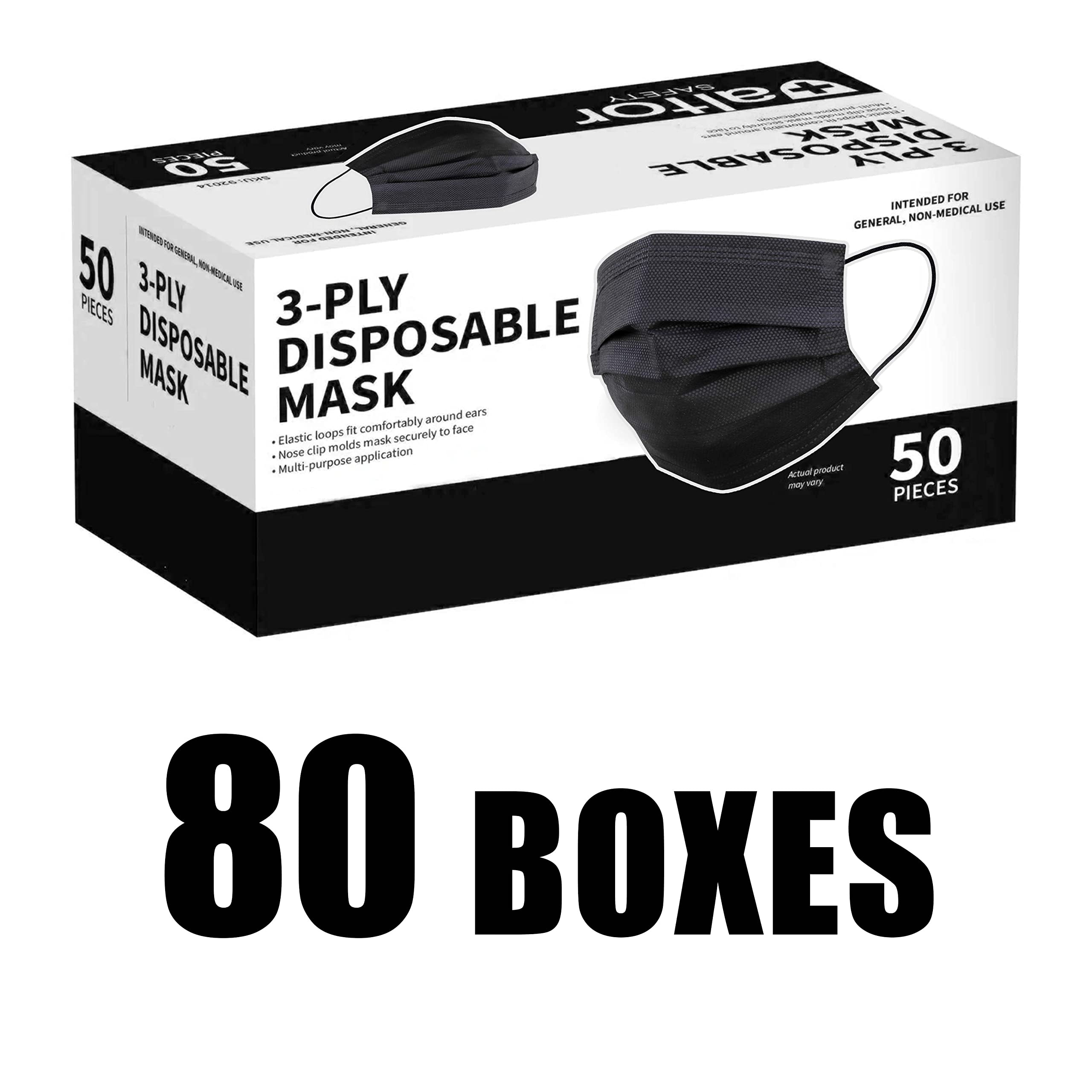 Bulk Disposable Face Masks - 50/100/200 Pack - 3-Ply Protective Masks for Daily Use, Travel & Work Safety