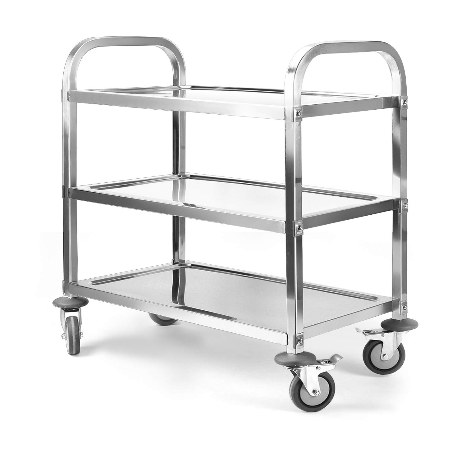 3-Tier Stainless Steel Utility Cart with Wheels - 37.4