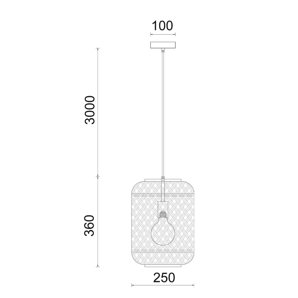 Modern Bamboo Cage Pendant Lamp - 40W Cylinder Light Fixture, 250mm Diameter x 360mm Length - Perfect for Dining Room, Living Room & Bedroom Lighting