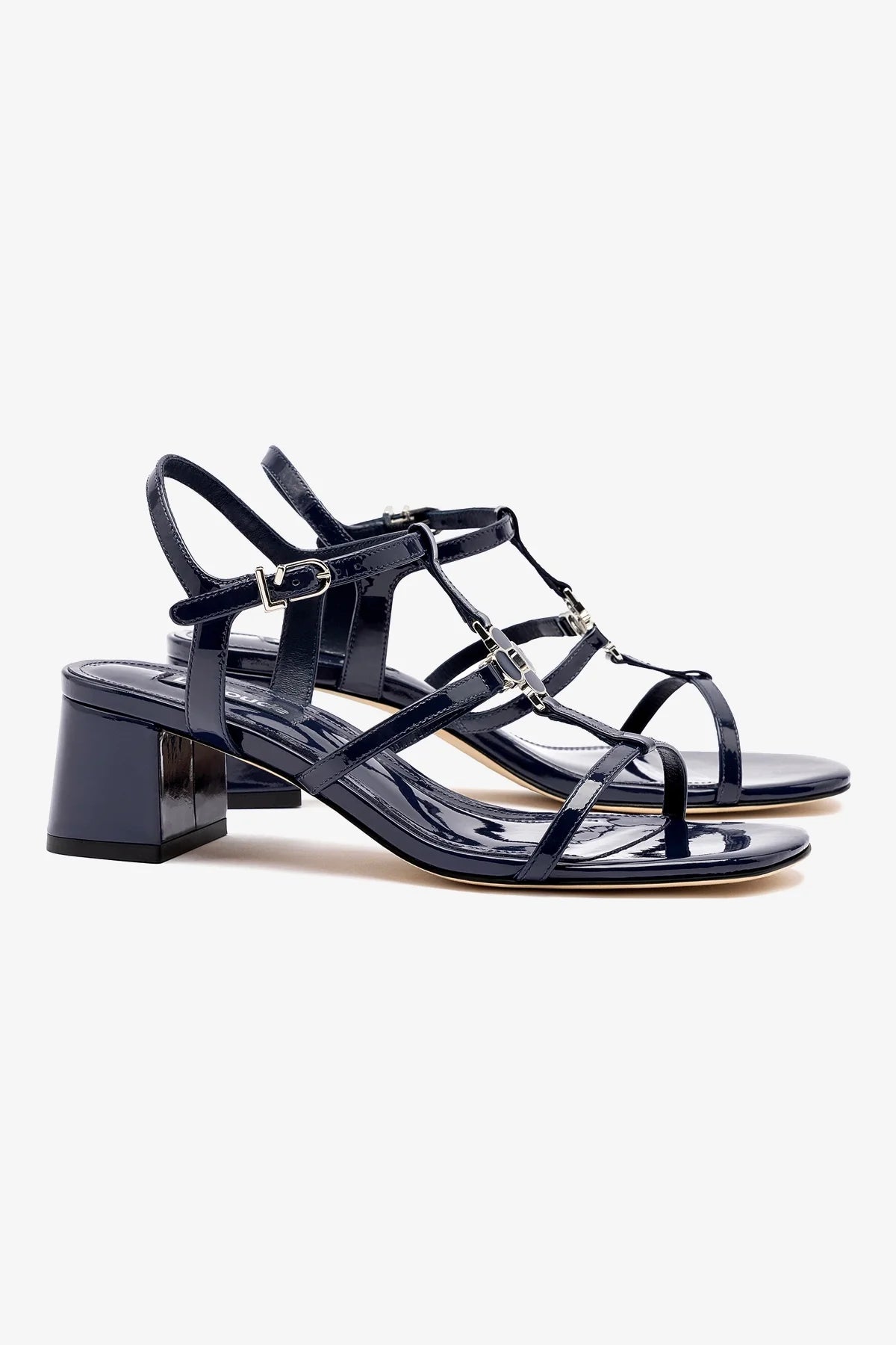 Hana Block Women's Navy Patent Leather Heels - Stylish Dress Shoes for Work, Parties & Special Occasions