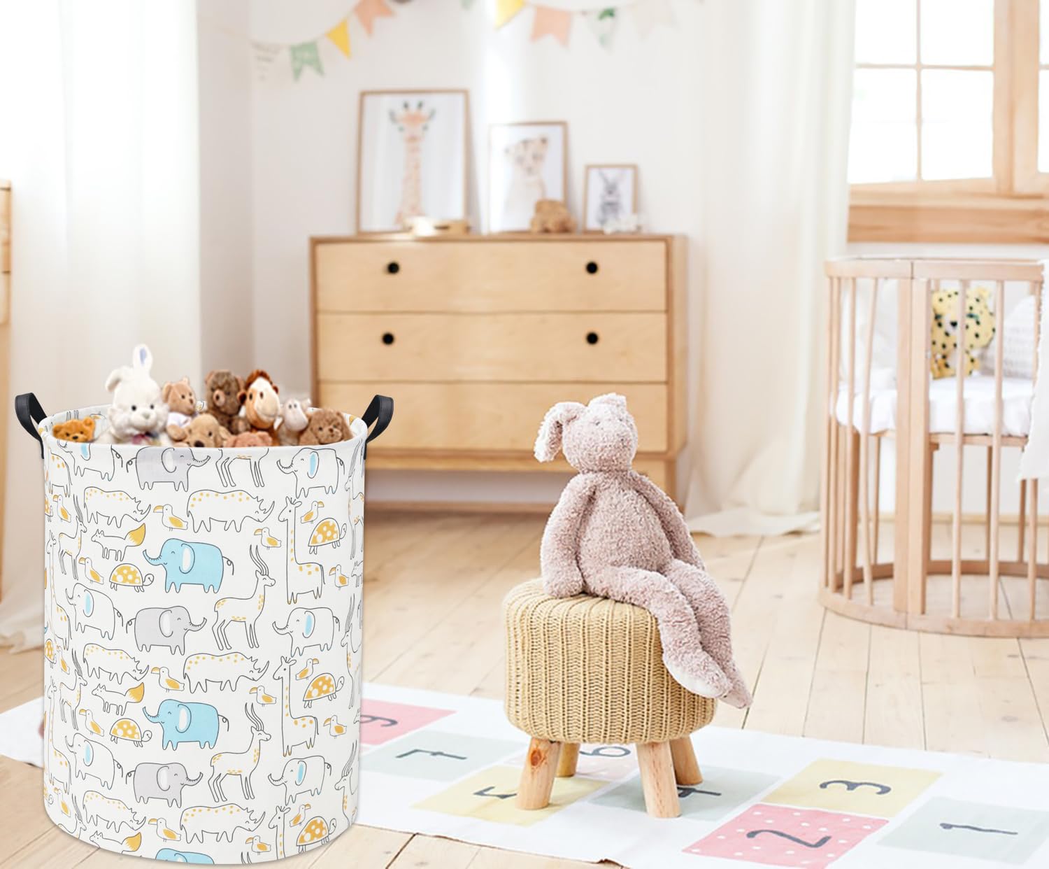 Animal-Themed Baby Laundry Basket & Toy Storage Bin - Nursery Hamper for Boys Room Decor, Baby Shower Gift for Bedroom & Bathroom Organization | Perfect for Kids' Room, Playroom & Daycare Storage