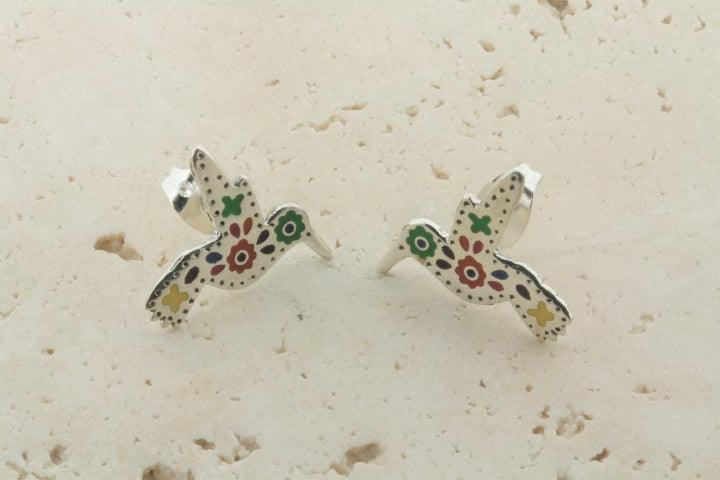 Vibrant Multi-Color Enamel Hummingbird Stud Earrings - Perfect for Boho Fashion, Summer Outfits & Gift Giving