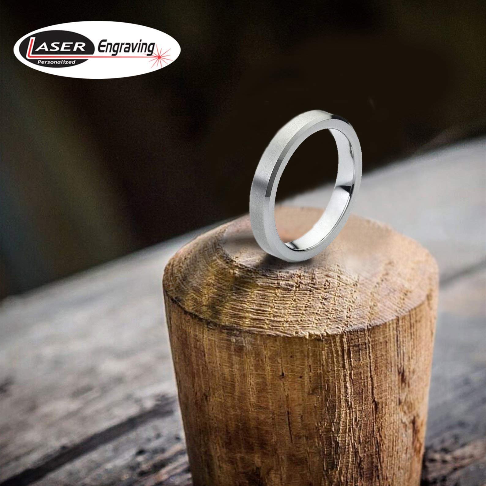 Personalized Tungsten Wedding Rings for Couples - Laser Engraved Men & Women Bands for Anniversary Gifts