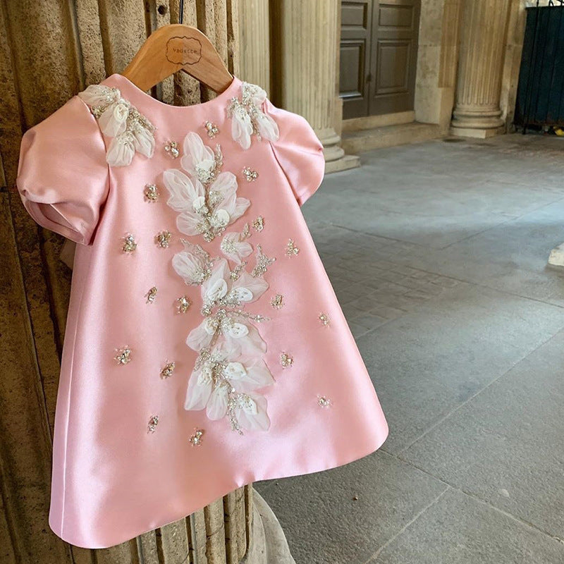 Baby Girl Birthday Dress with Embroidery & Bead Sequin - Princess Party Dress for Toddlers | Perfect for 1st Birthday, Photoshoots & Special Occasions