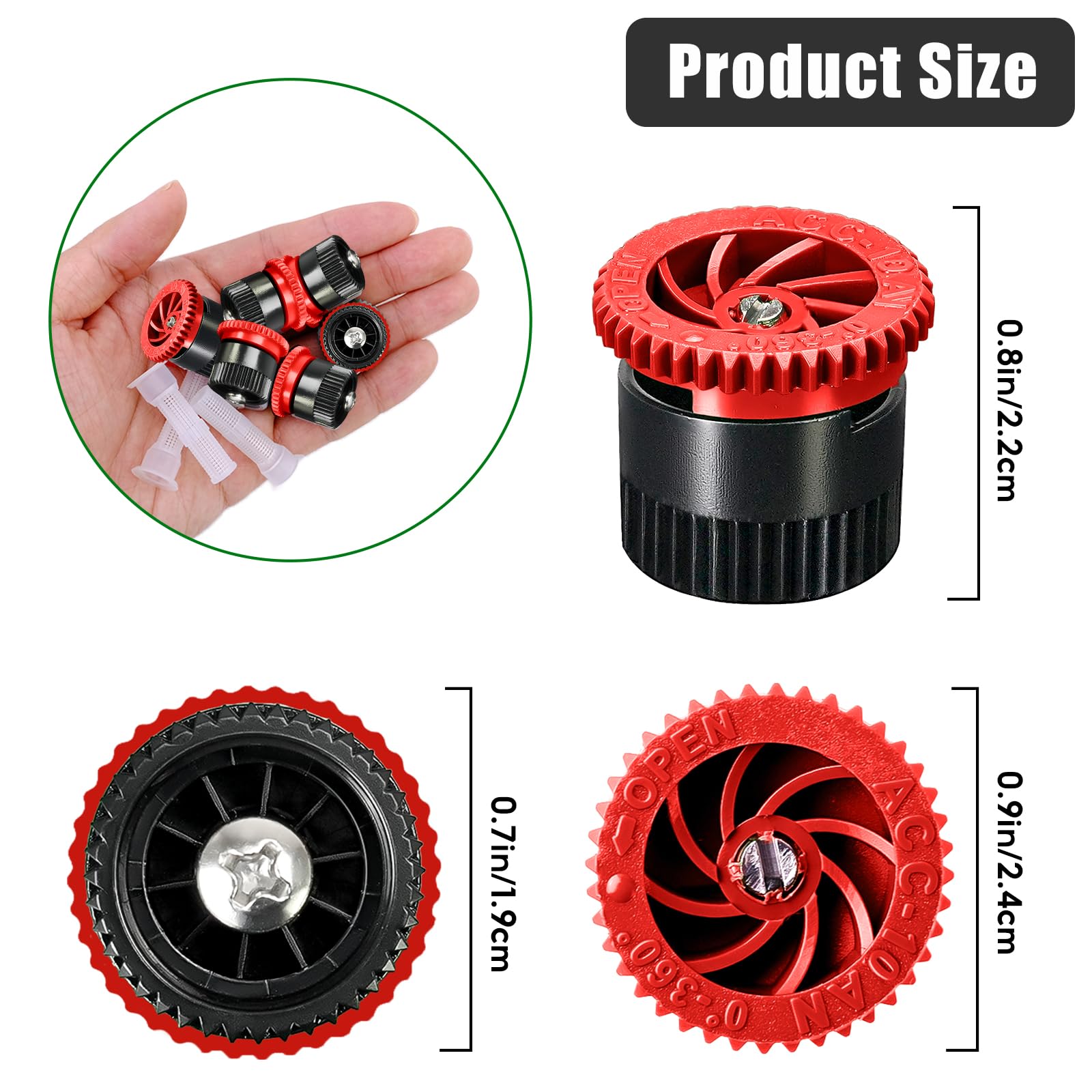 10 Pack Adjustable Arc Nozzle Pop-up Sprinkler Heads - Universal Replacement for Most Pop-up Sprinklers - Perfect for Garden, Lawn & Landscape Irrigation - Durable Water Spray Nozzles for Efficient Yard Watering