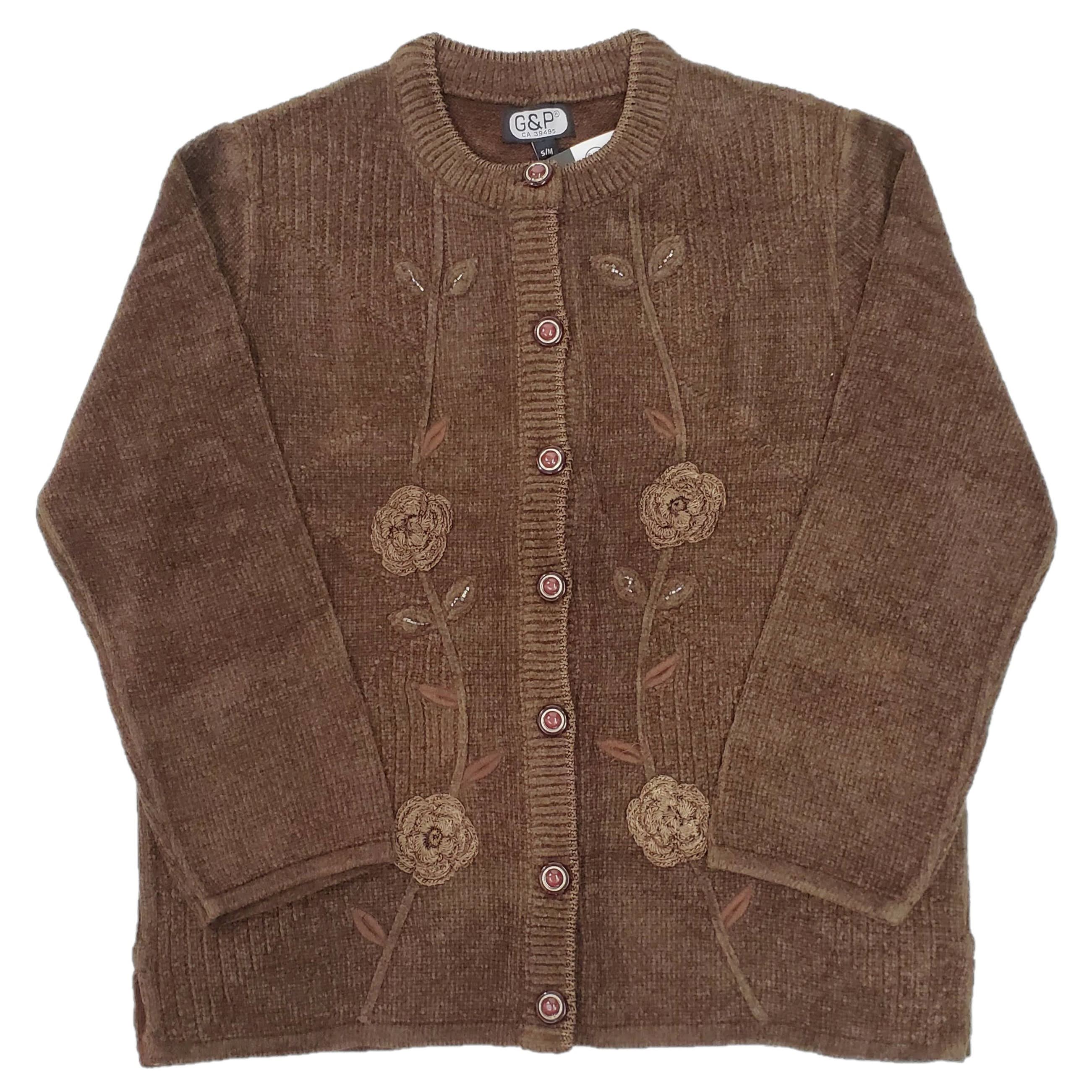 Women's Soft Chenille Embroidery Designer Cardigan Sweater - Cozy Knitwear for Fall & Winter, Perfect for Office, Date Night and Casual Outfits