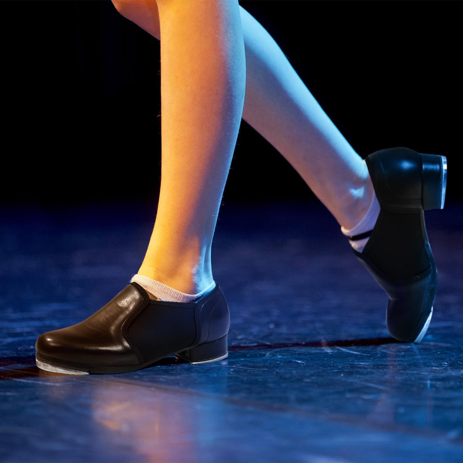 Men's Black Leather Slip-On Jazz Tap Dance Shoes for Adults – Perfect for Jazz, Tap, and Ballroom Dancing