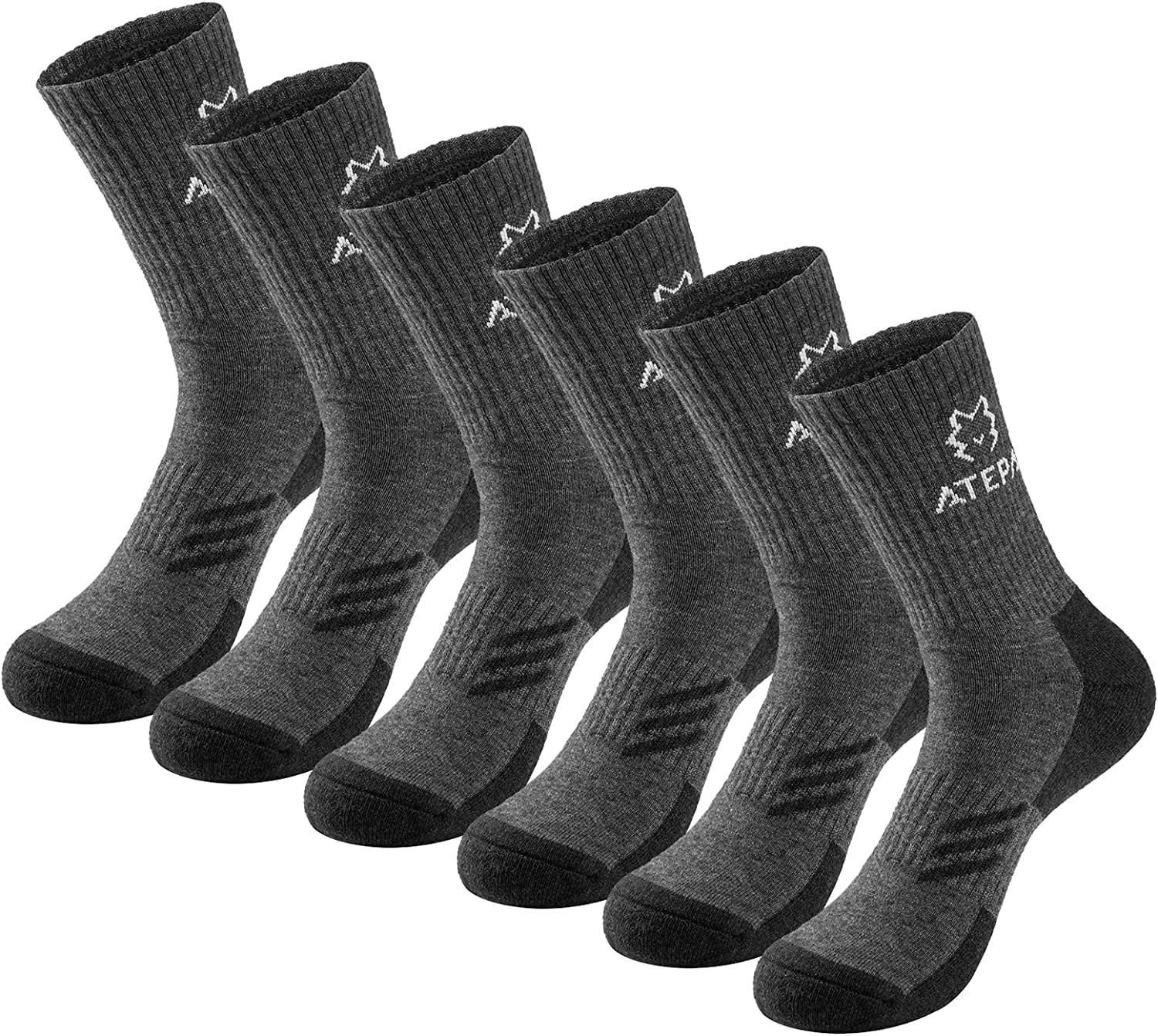 ATEPA Merino Wool Hiking Socks for Men - Heavy Cushion Crew Socks, Thick Winter Thermal Socks for Outdoor Trekking, Walking & Cold Weather Activities - Perfect for Camping, Backpacking and Daily Wear