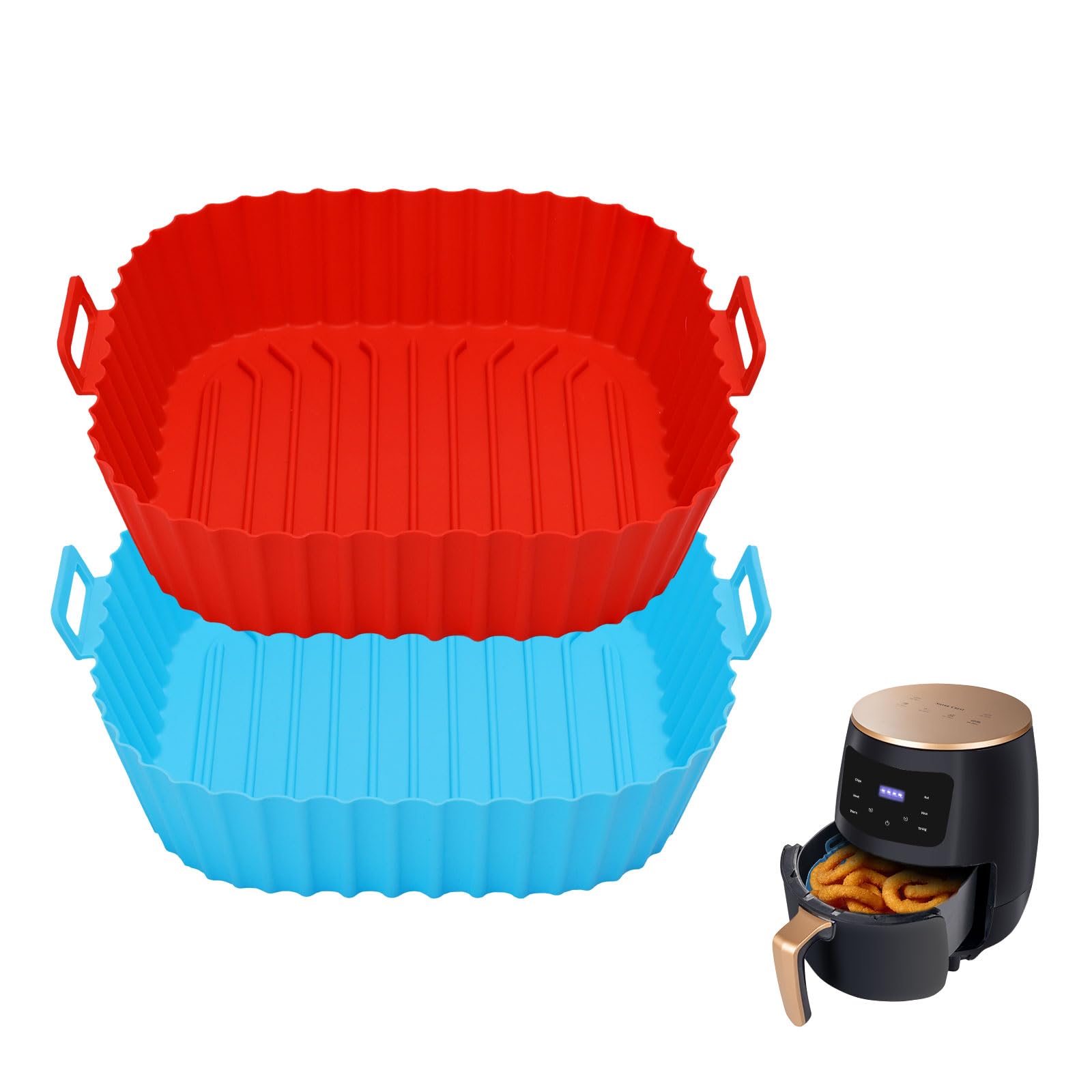 2-Pack Reusable Silicone Air Fryer Liners - Non-Stick Square Baking Mats, Oven Safe & Dishwasher Safe, Food Grade BPA-Free - Perfect for Air Fryers, Ovens & Toaster Ovens - Healthy Alternative to Parchment Paper