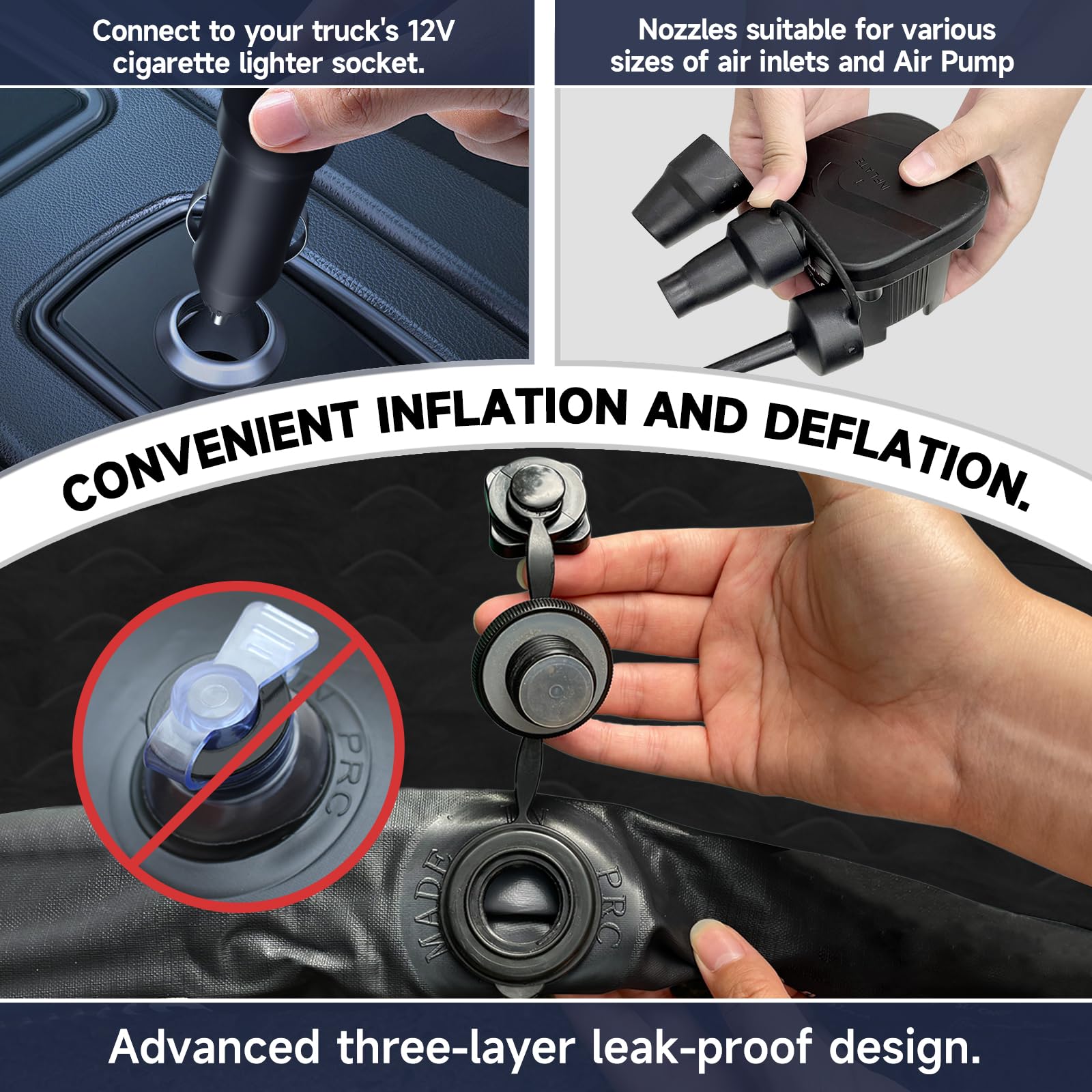 Umbrauto Full-Size Truck Air Mattress for 5.5-6.5 ft Short Beds | Rechargeable Wireless Pump | Camping & Travel Airbed for Pickup Trucks | Perfect for Road Trips, Outdoor Adventures & Backyard Camping