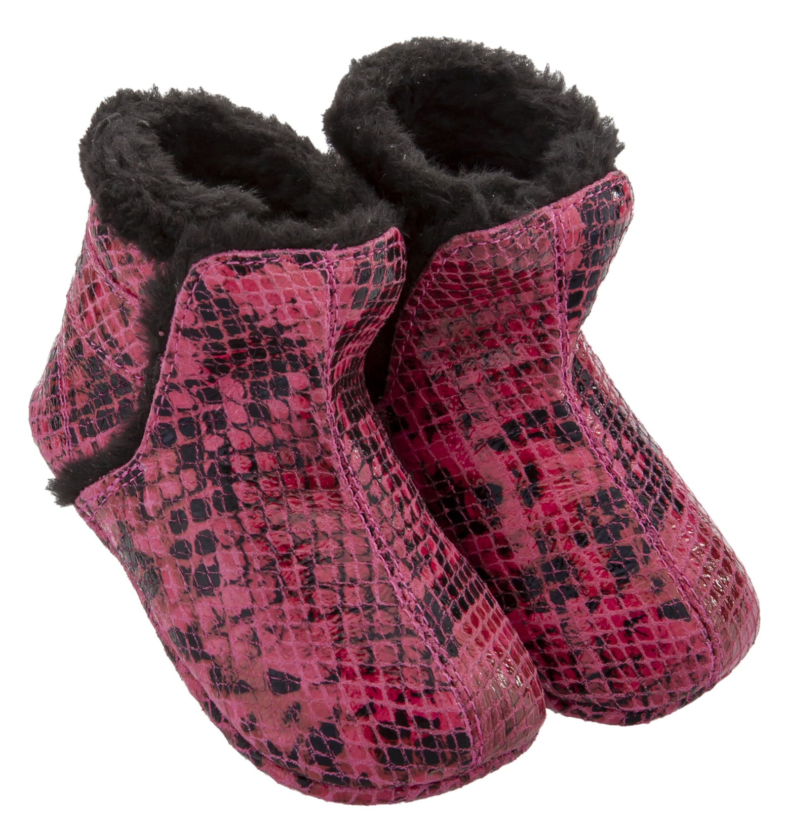 Old Soles Boys Girls 045 Soft Leather Slip-On Polar Boots - Red Serpent - Winter Snow Boots for Kids Outdoor Play & Cold Weather