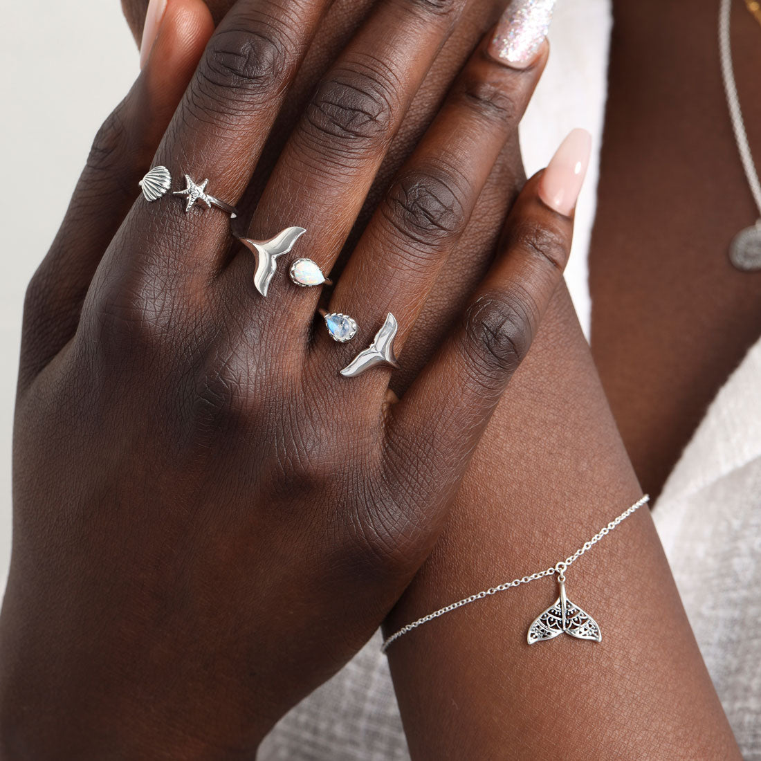 Whale Tail Moonstone Ring - Elegant Sterling Silver Jewelry for Women, Perfect for Everyday Wear & Special Occasions