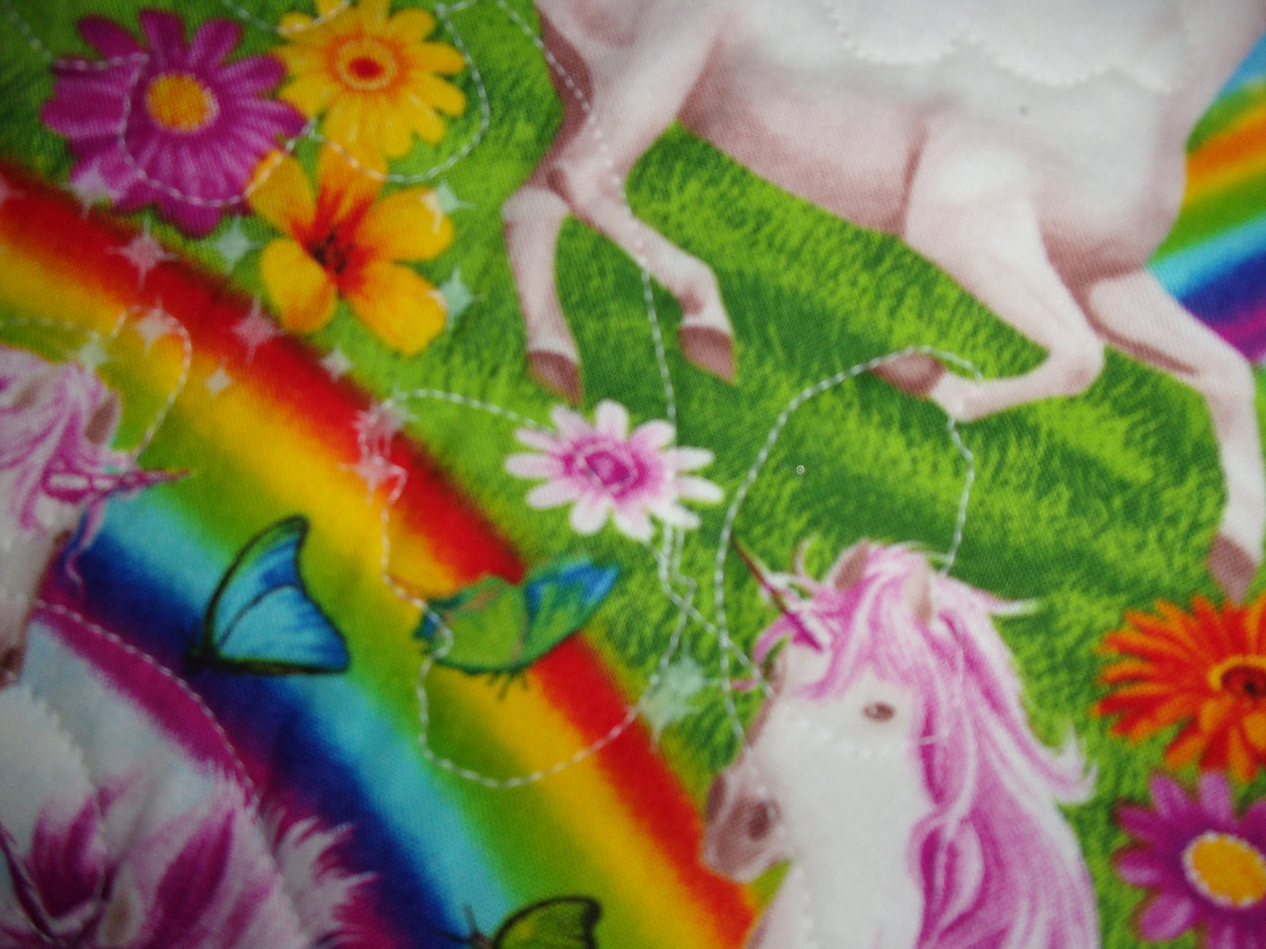 Soft Quilted Throw Blanket with Unicorns & Rainbows - 42